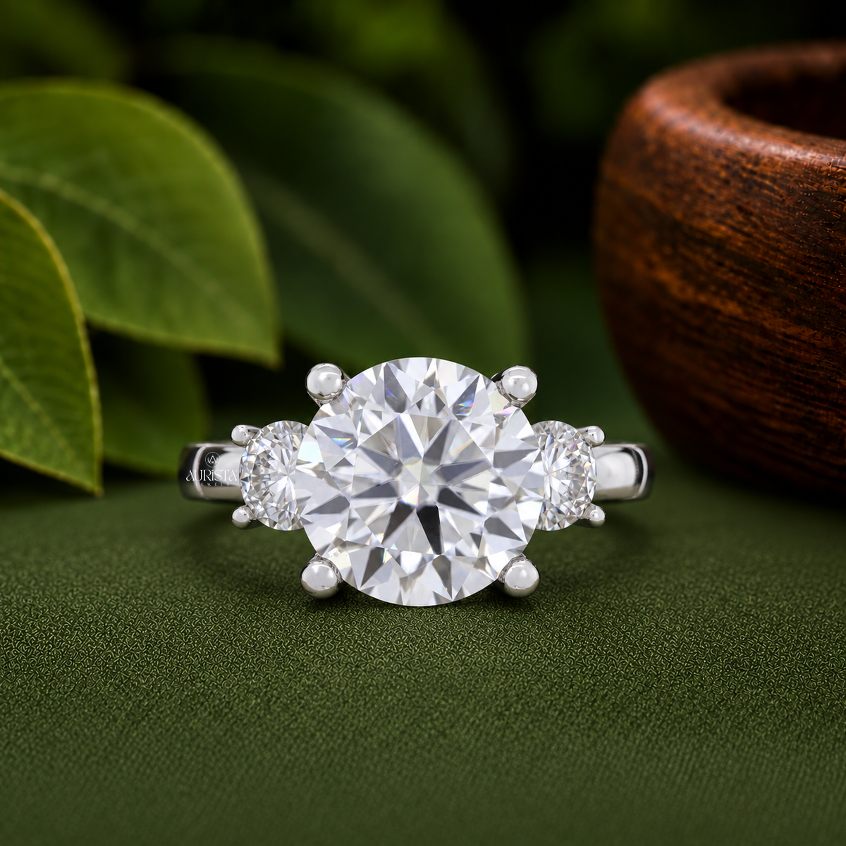 5 CT Lab Grown Diamond Three Stone Ring, Round Cut Anniversary Gift Ring