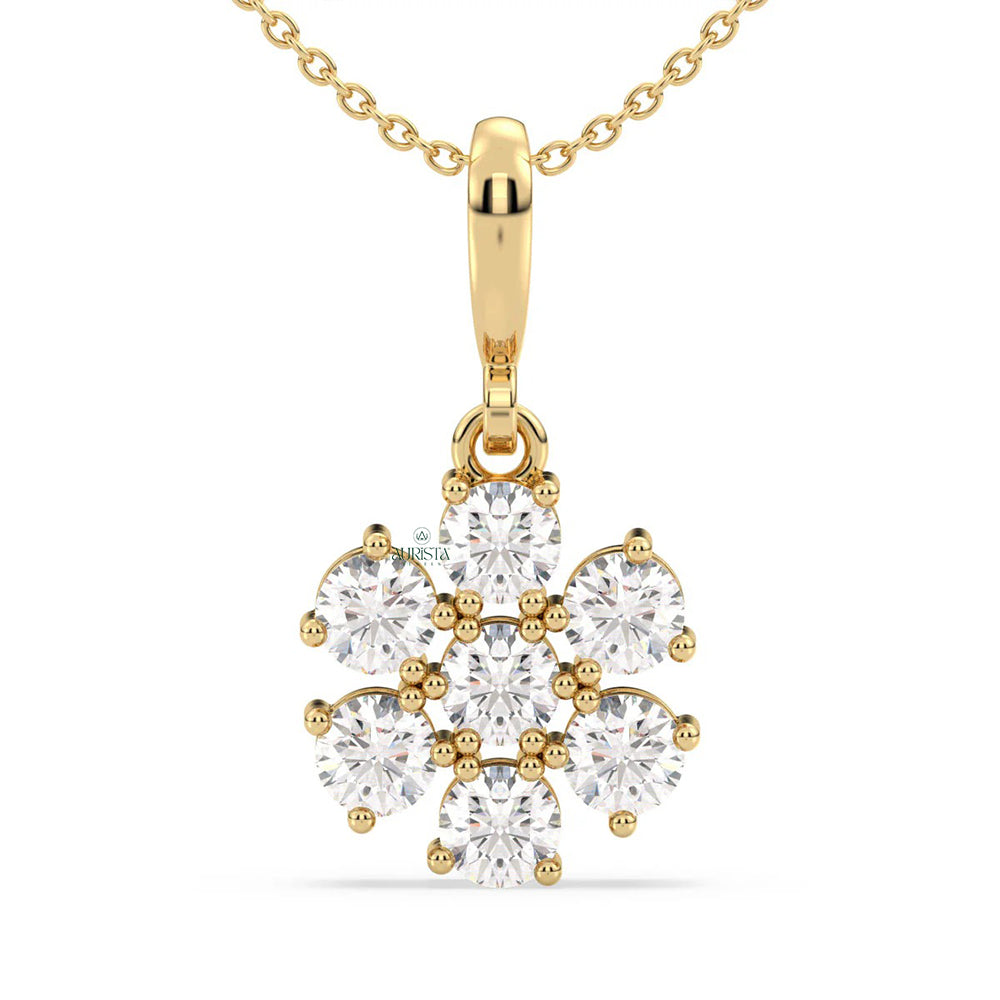 Classic Spark Round Diamond Pendant in Rose Gold