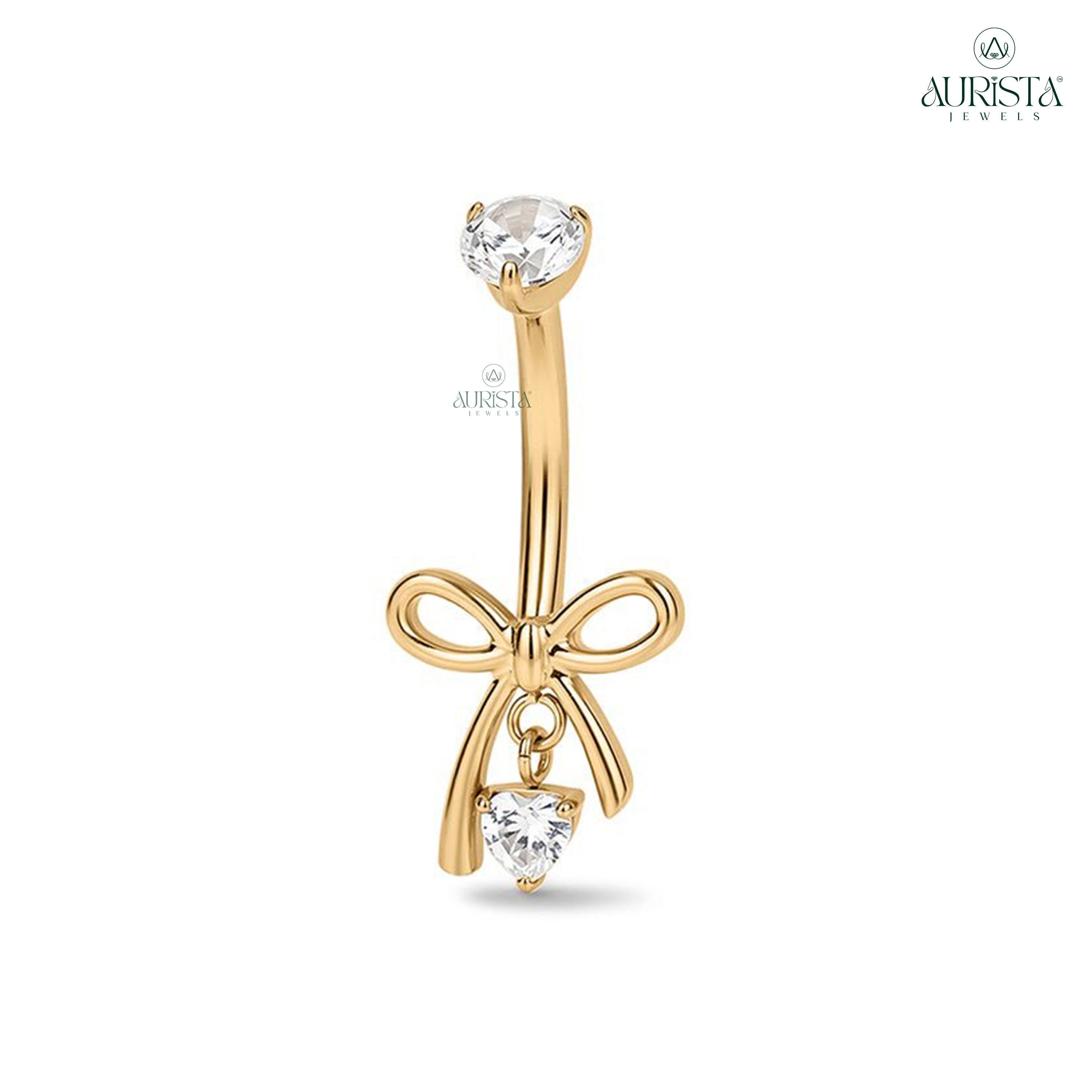 Pure Devotion Rose Gold Belly Button Ring with Round Diamond