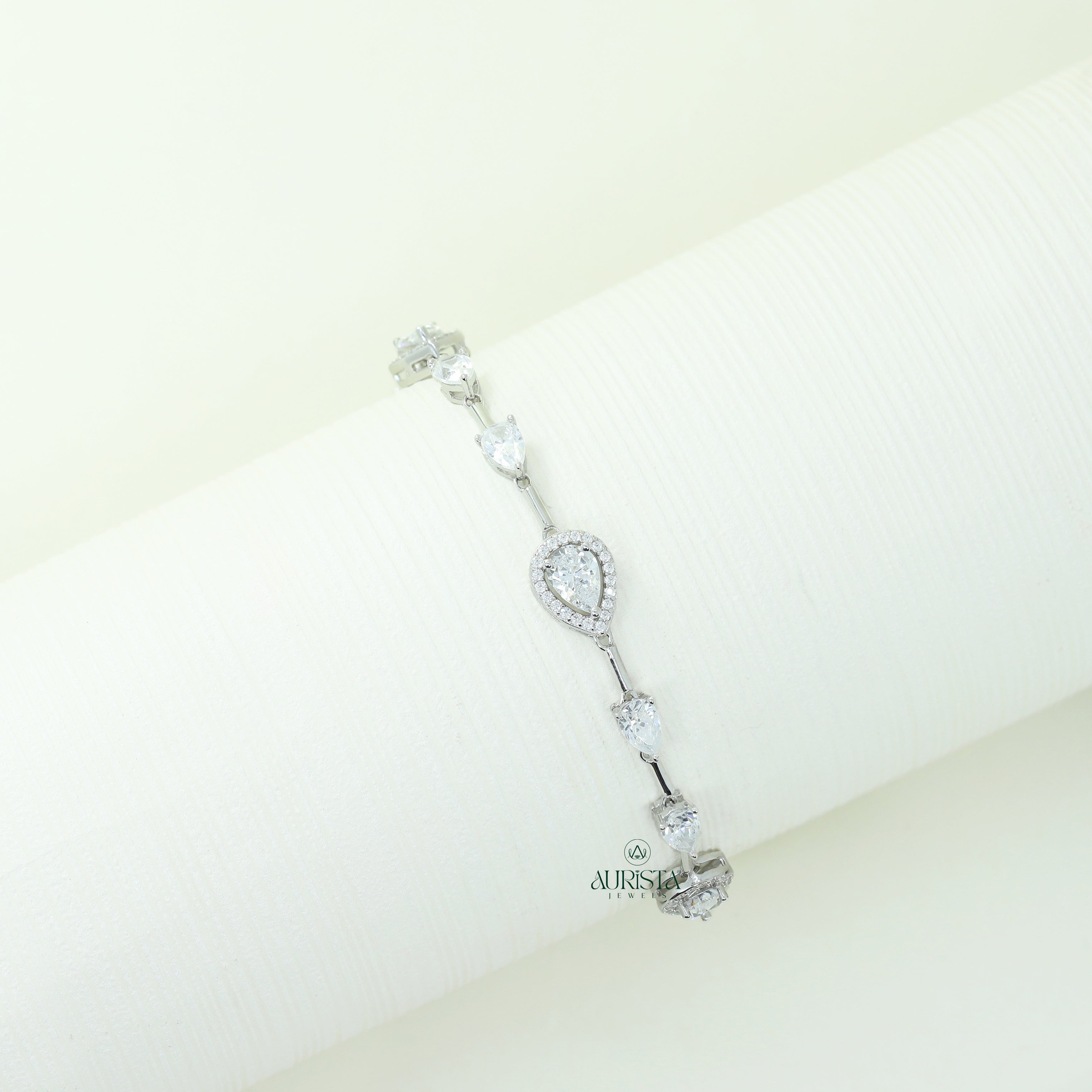 Pear Cut Moissanite Bracelet Dainty Bridal Jewelry Minimalist Accessory Gift