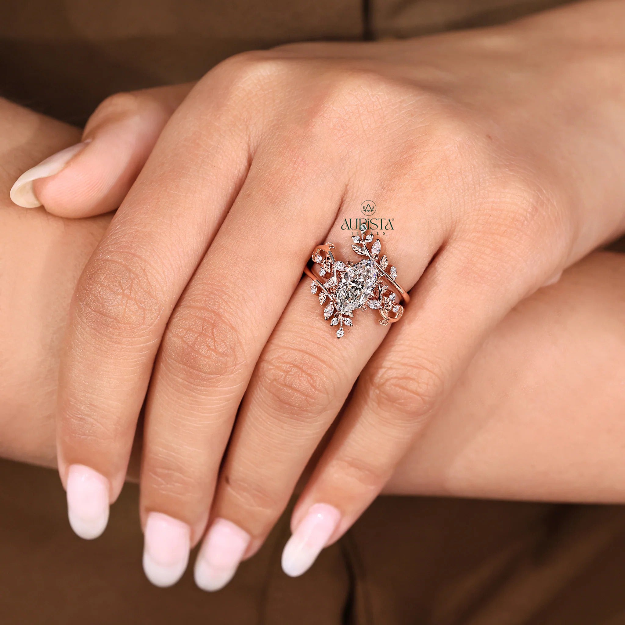 Elven Marquise Diamond Enchanted Twig Bridal Set