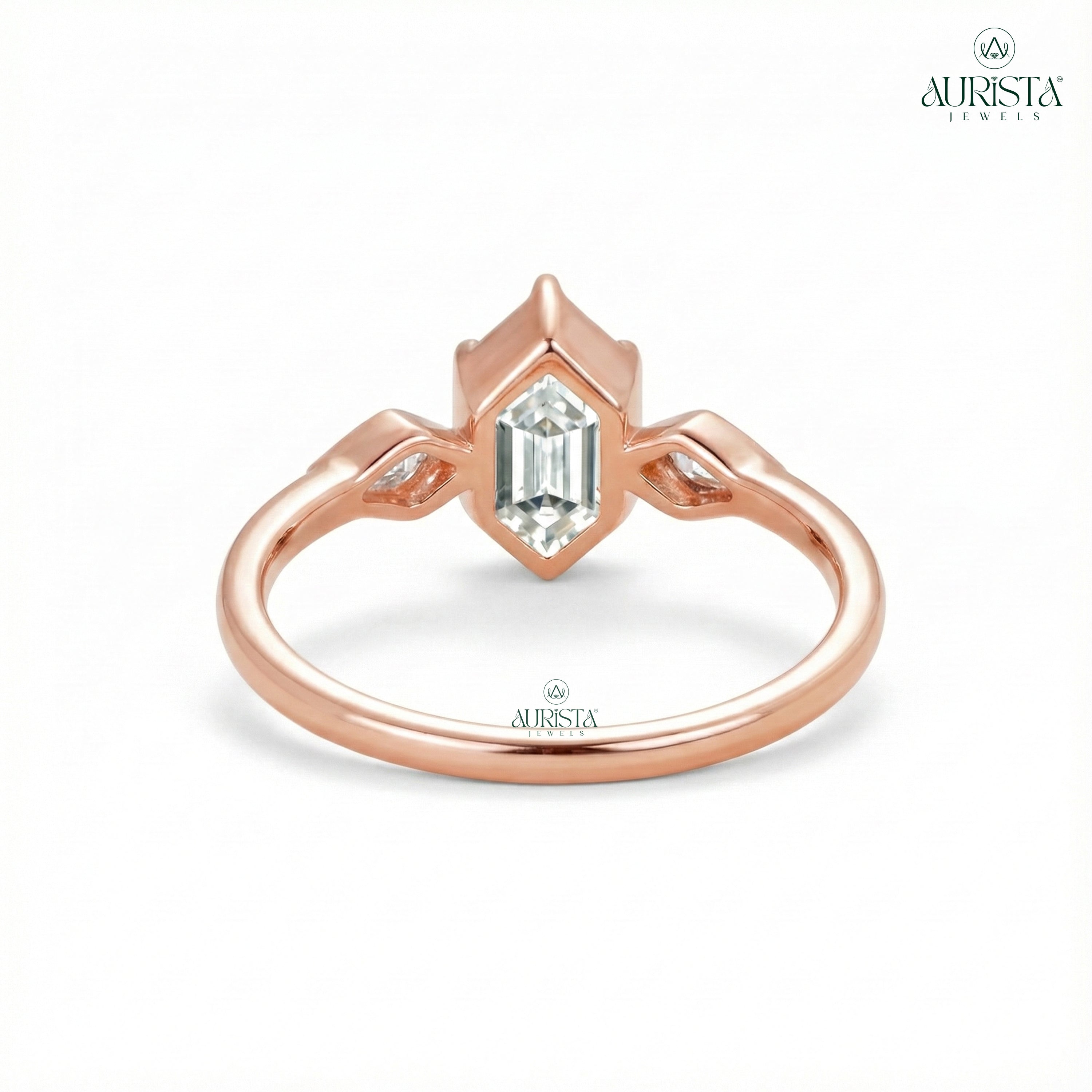 Promise Eternal – Rose Gold Ring with Hexagon Diamond