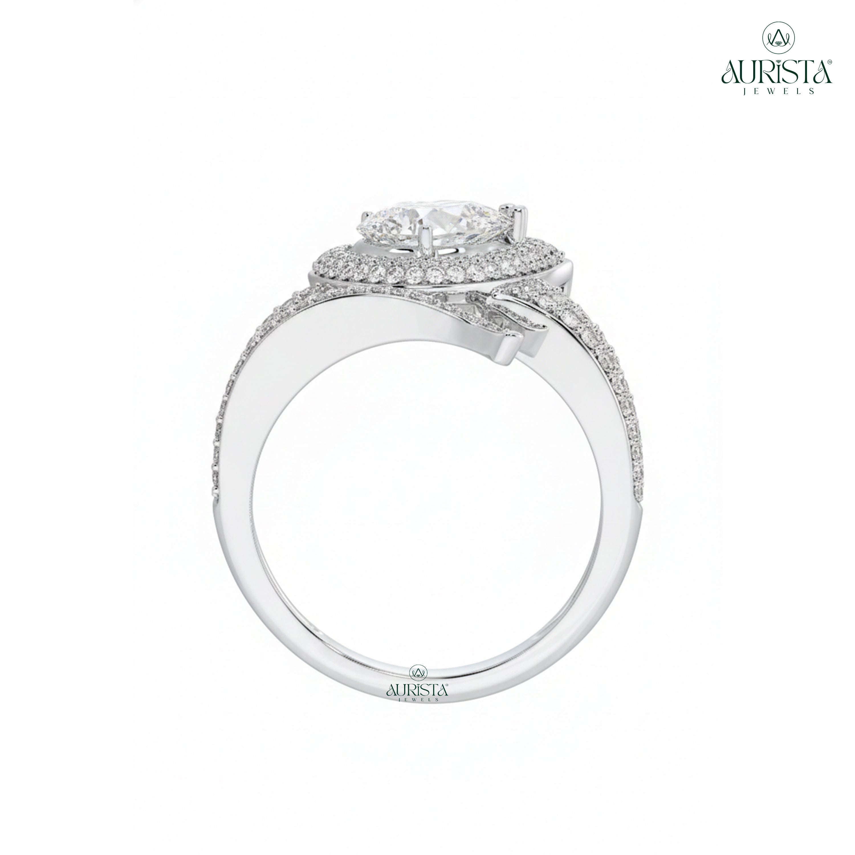 Heart’s Whisper – White Gold Ring with Pear Diamond