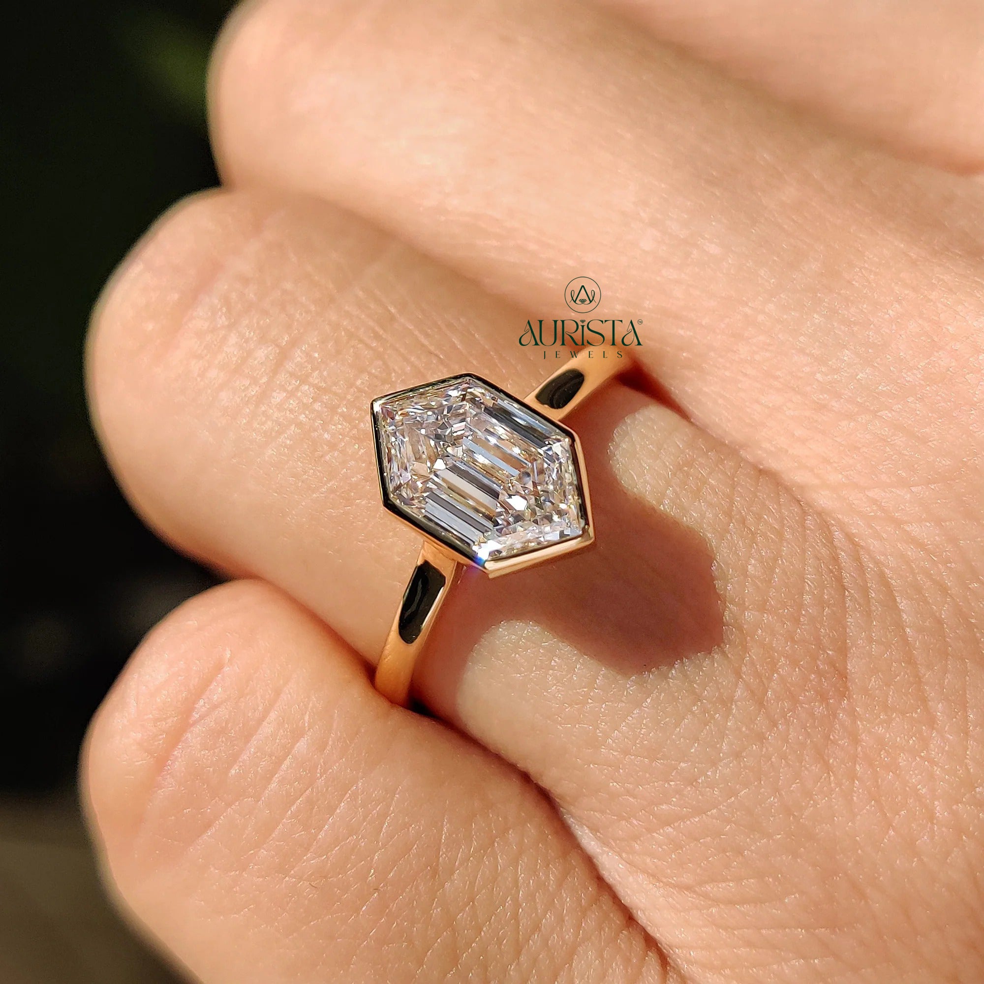 Modern Love Hexagon Solitaire Ring
