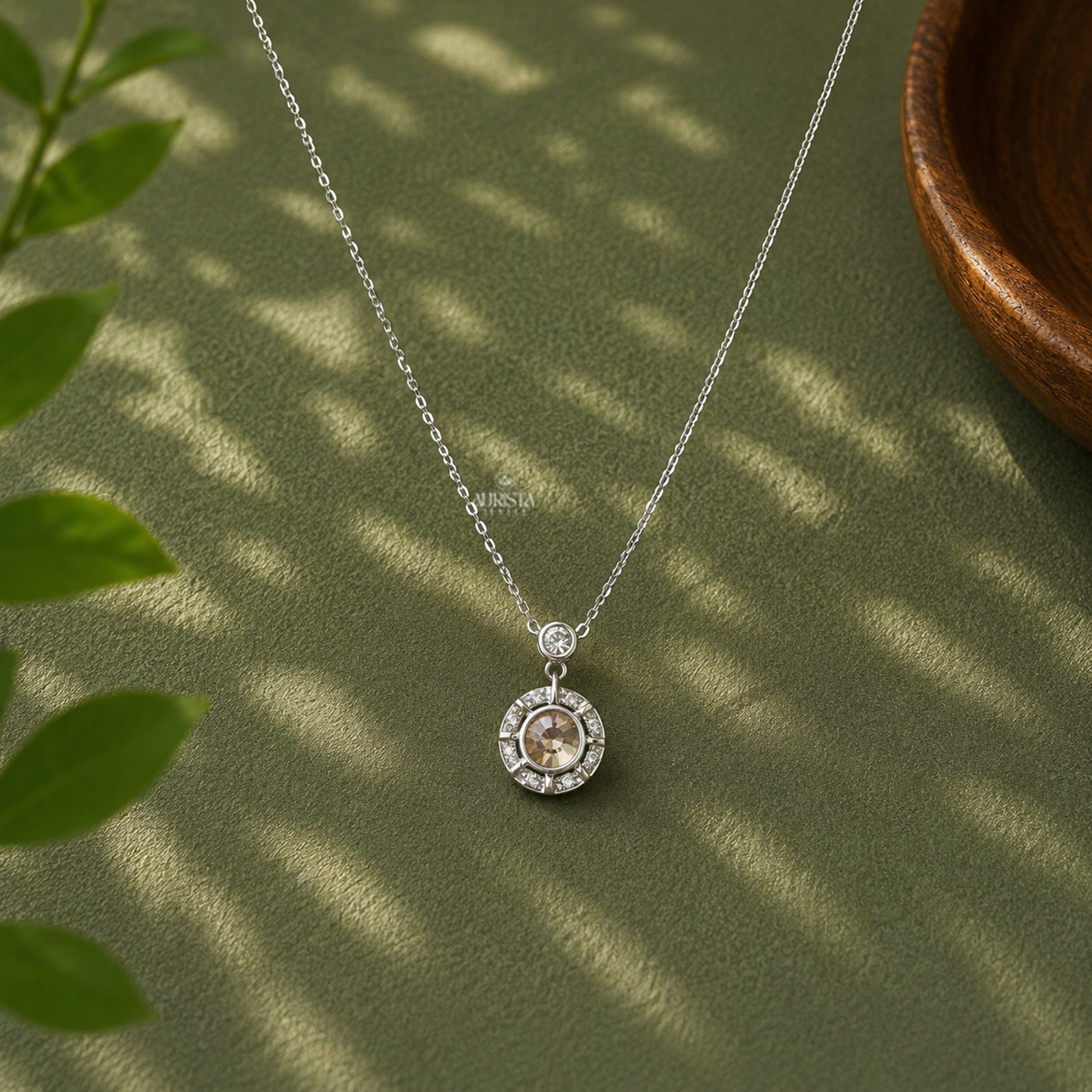 Dainty Moissanite Pink Gemstone Round Pendant Necklace Minimalist Layering Jewelry