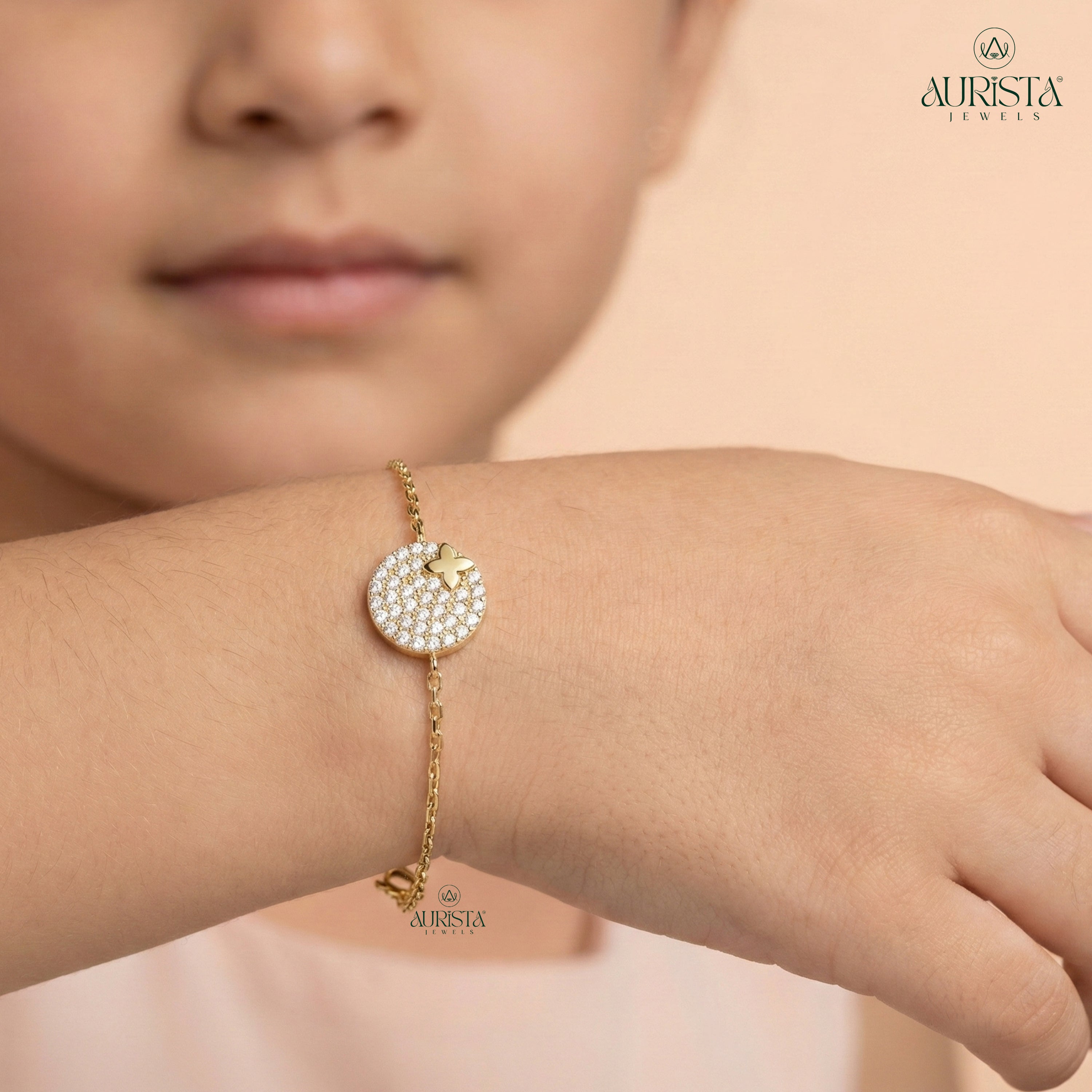 Circular Moissanite Diamond Bracelet with Butterfly Accent for Elegant Daily Wrist Wear