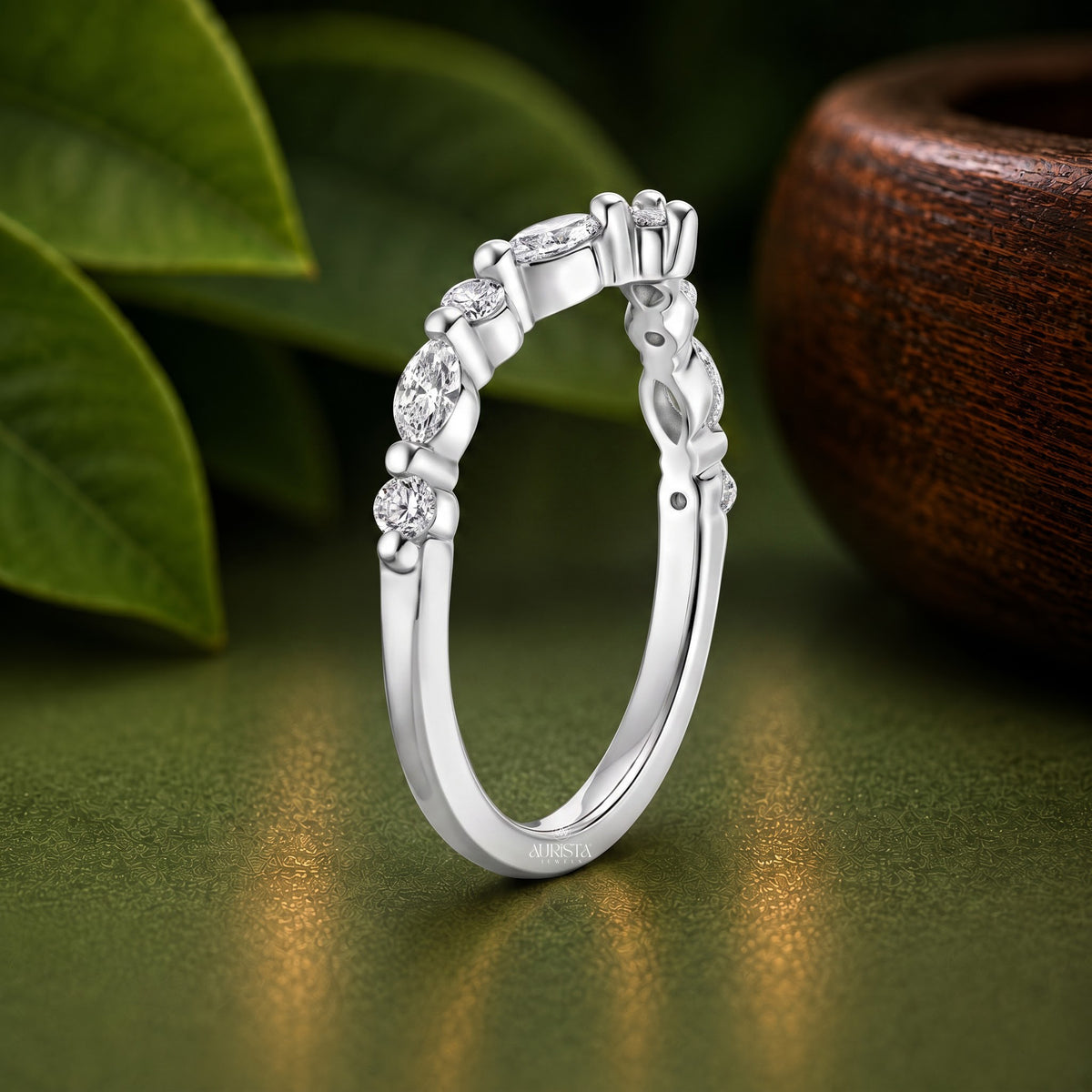 Marquise Shape Lab Grown Diamond Ring Set, bridal-set With Round Side Stones
