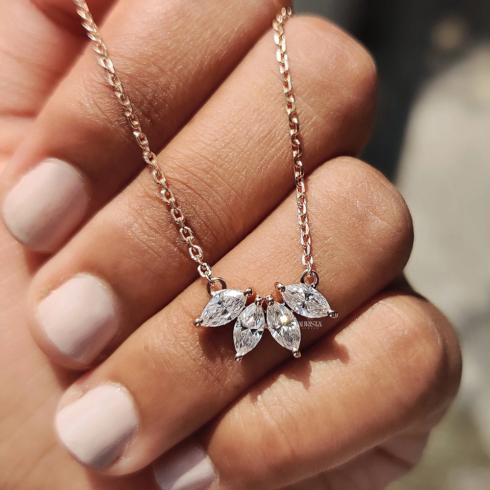 Radiant Glow Marquise Diamond Pendant in Rose Gold