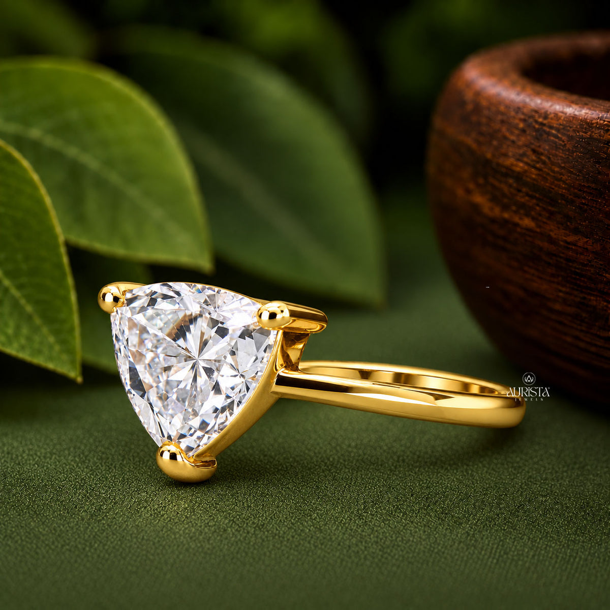 Trillion Cut Lab Grown Diamond Ring, Minimalist Engagement Wedding Ring Solitaire