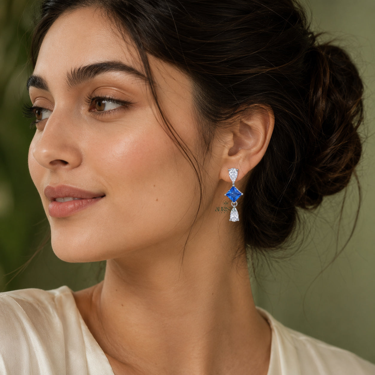Pear Moissanite Necklace and Earring Set, Bridal Teardrop Statement Jewelry