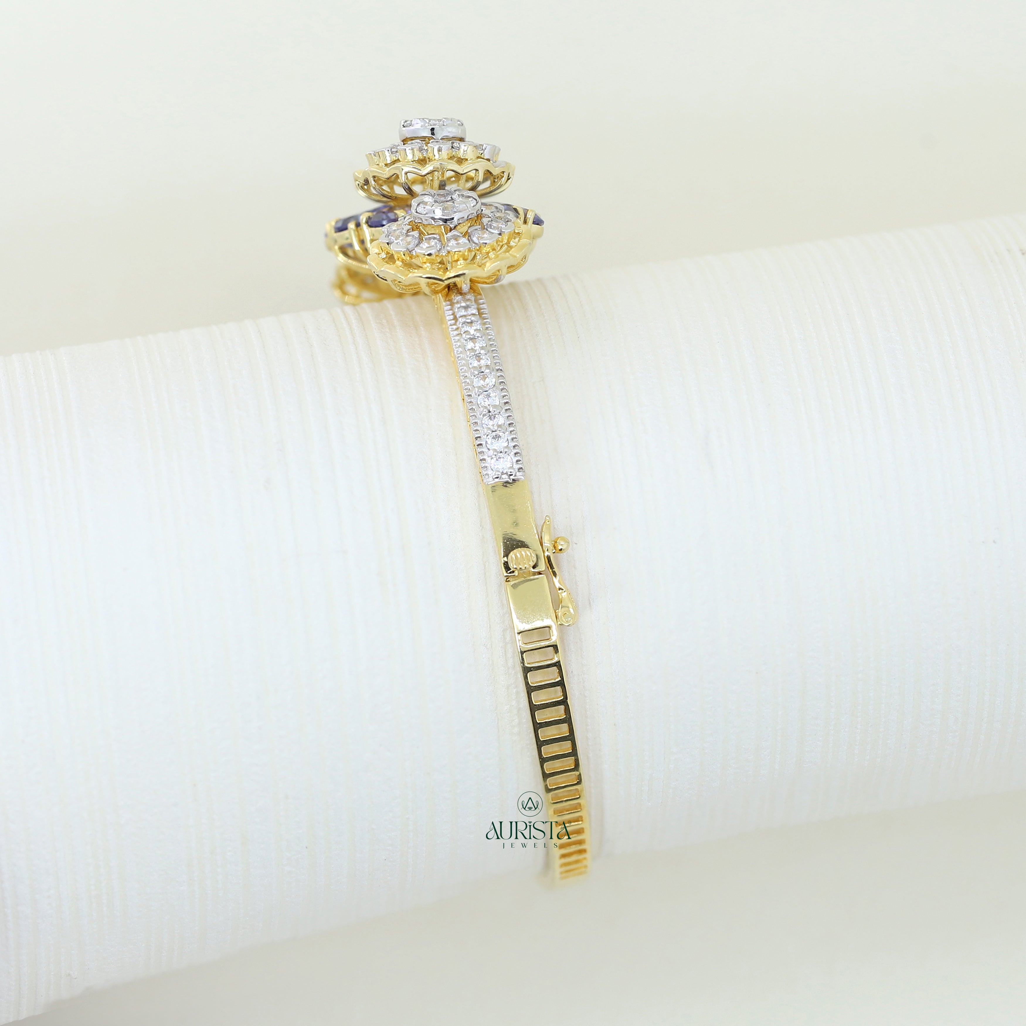 Moissanite Floral Bracelet Blue Stone Elegant Statement Jewelry