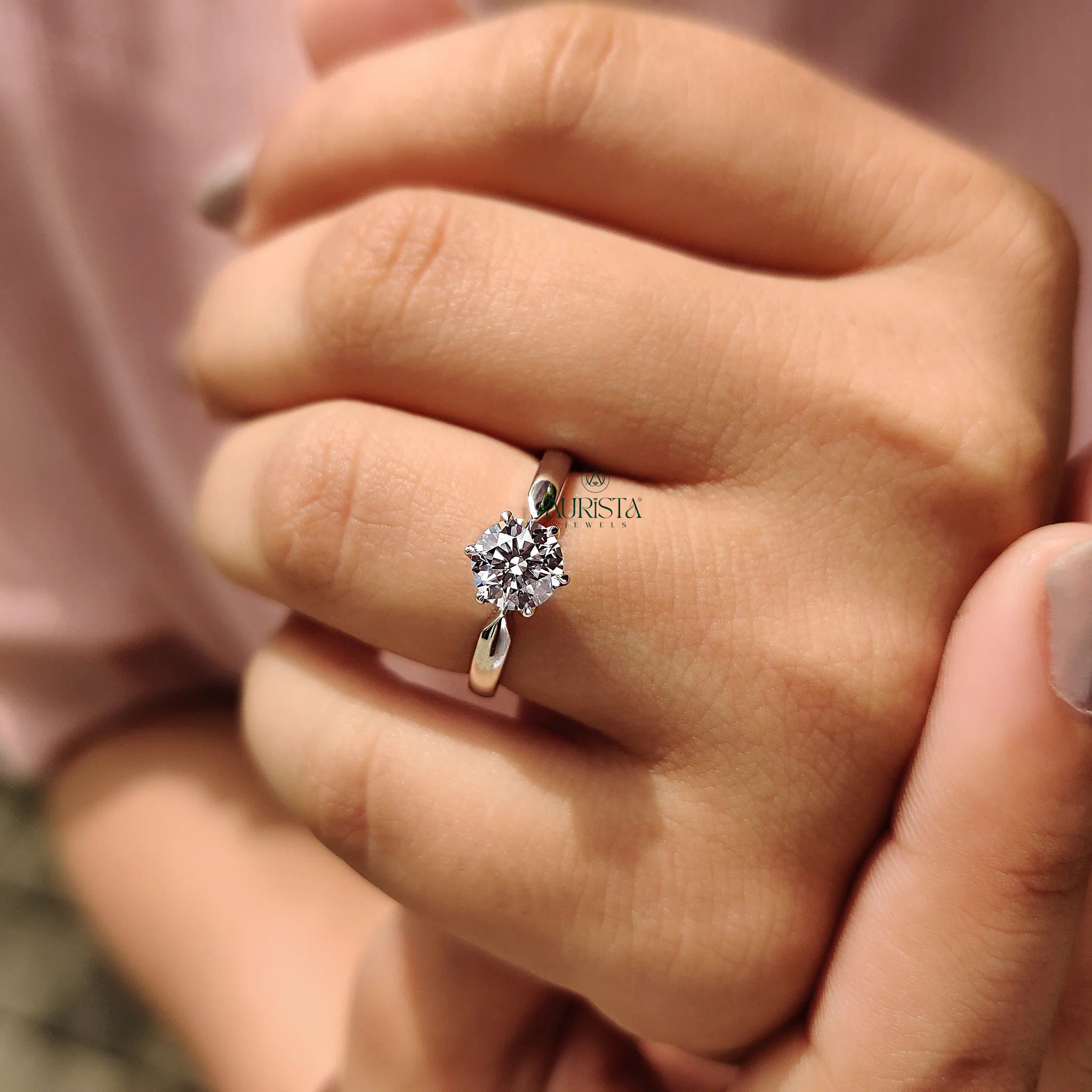 Round Solitaire Diamond Ring with Elegant Twisted Band