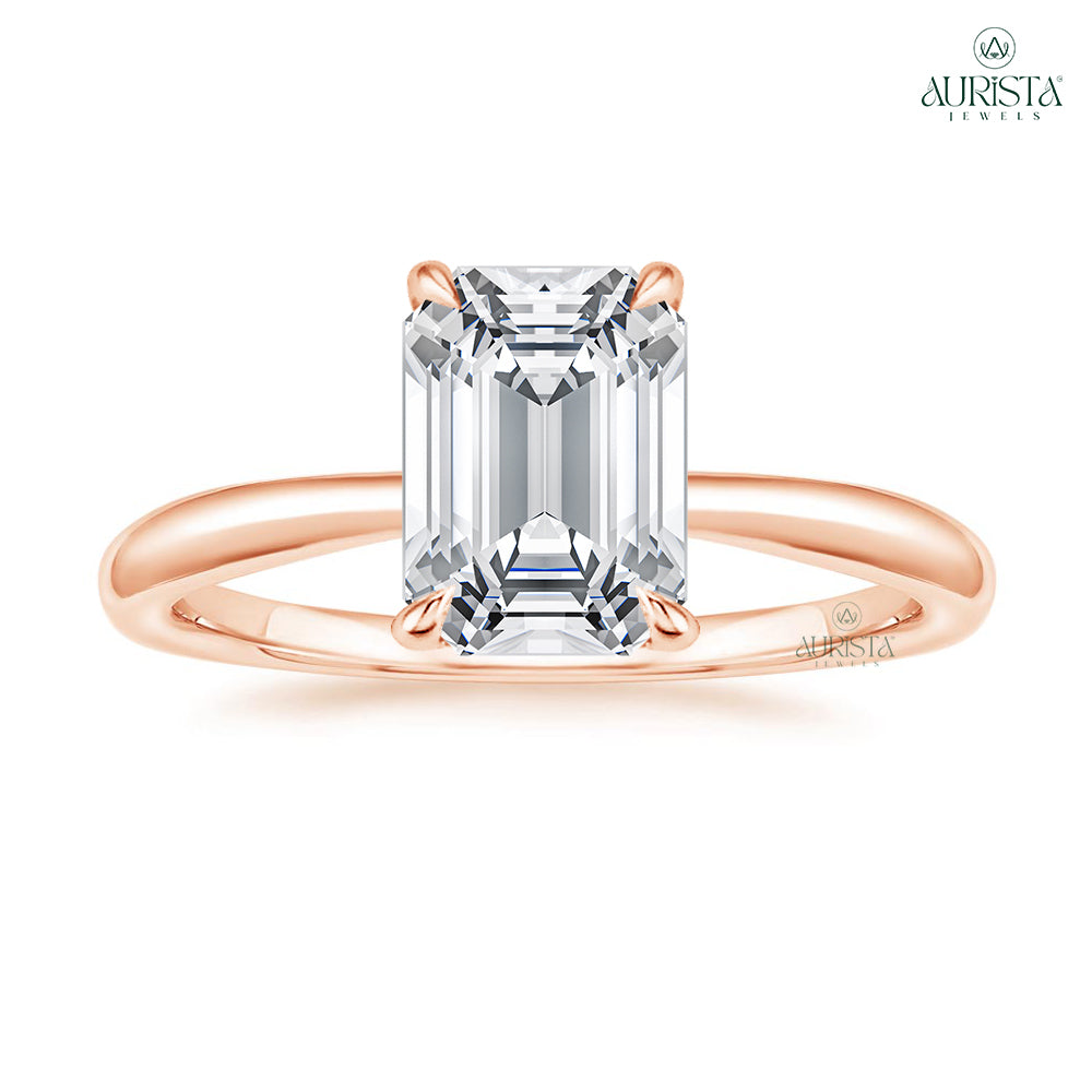 Emerald & Marquise Lab Grown Diamond Bridal Set, V-Shape Chevron Wedding Band
