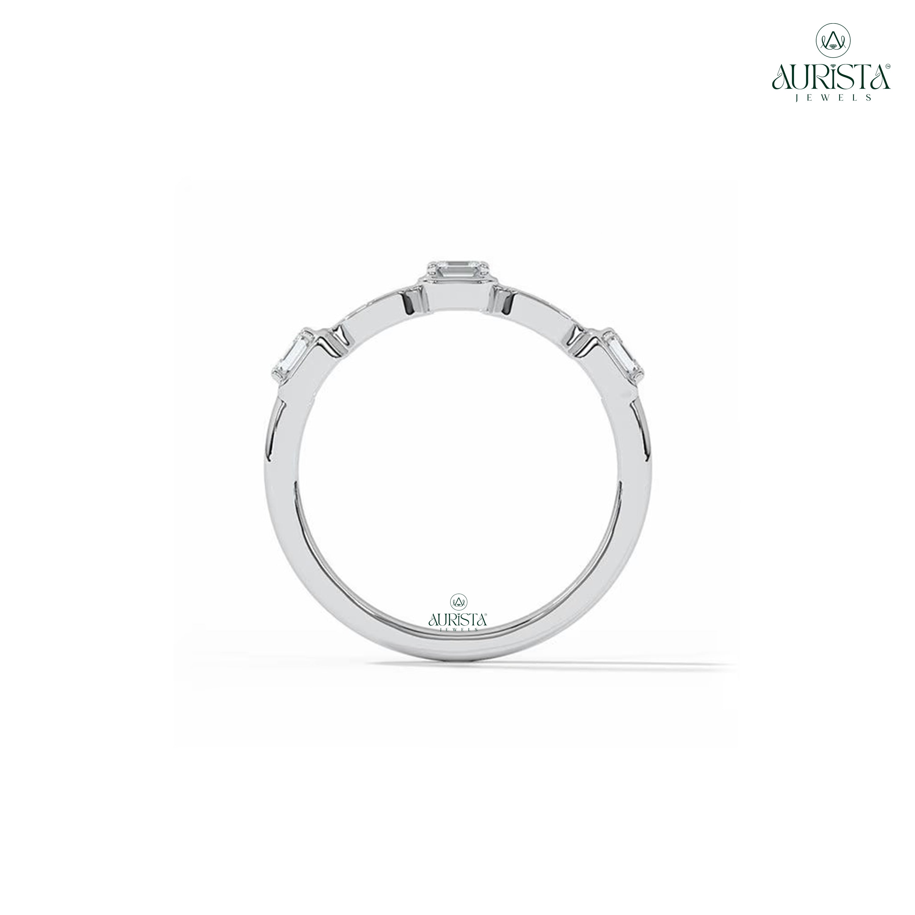Gift of Love – White Gold Band with Emerald Diamond