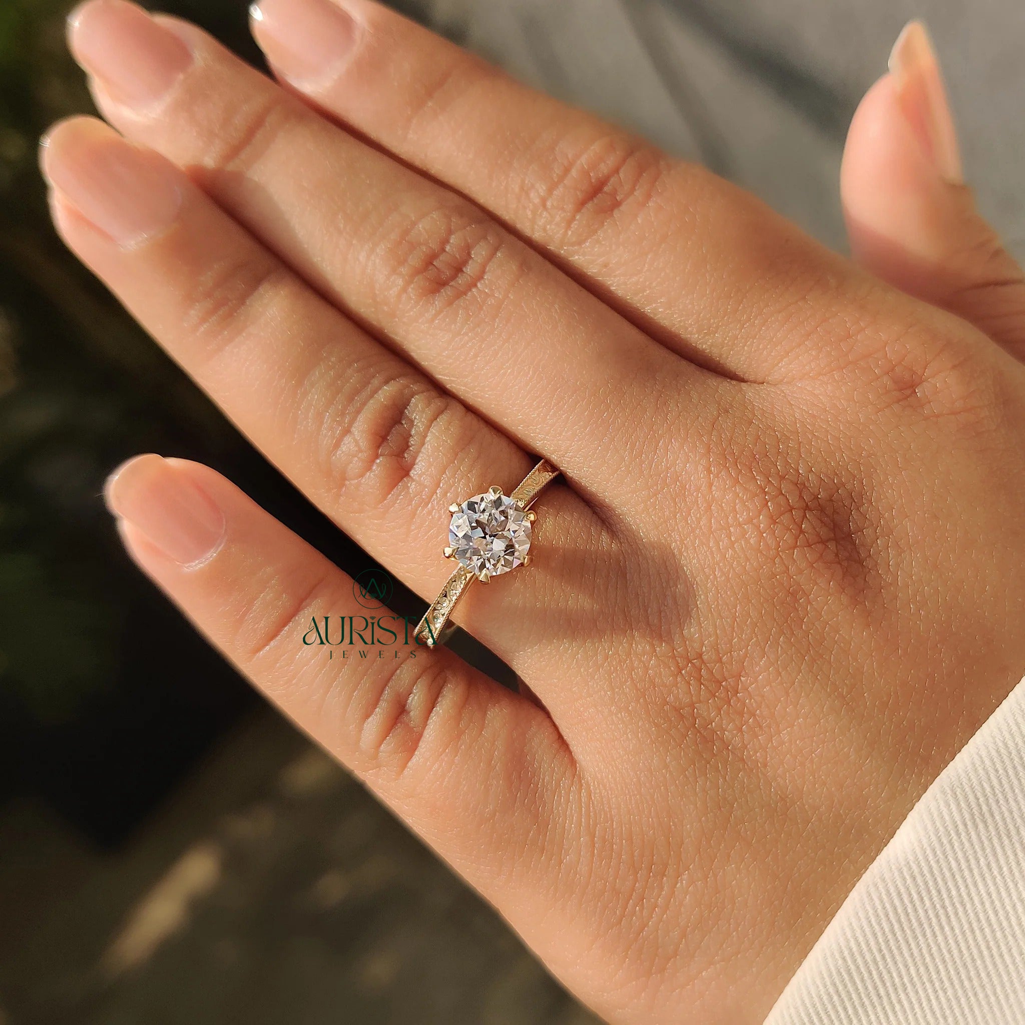 Classic European Cut Round Brilliant ring  Solitaire Diamond