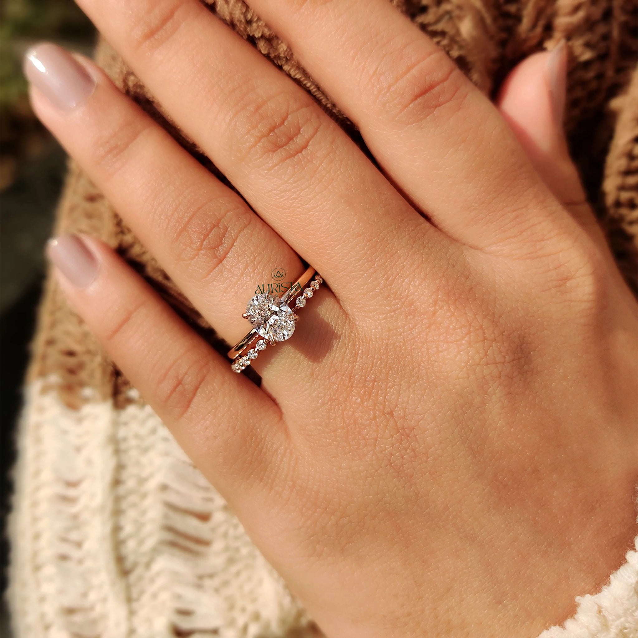 Round Moissanite Diamond Gold Band, Minimalist Stackable Ring, Delicate Jewelry Gift