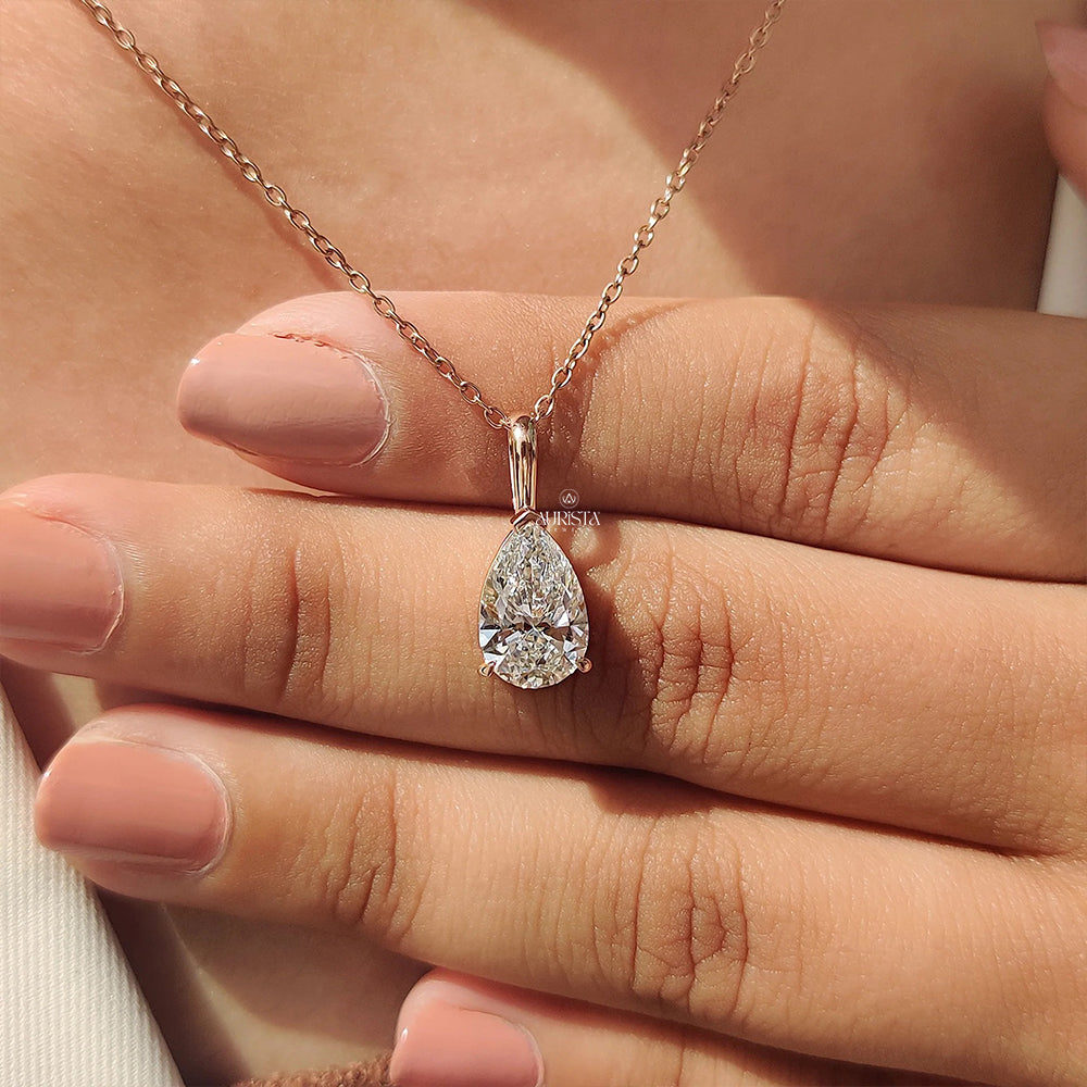 Dazzling Glow Pear Diamond Pendant in Rose Gold
