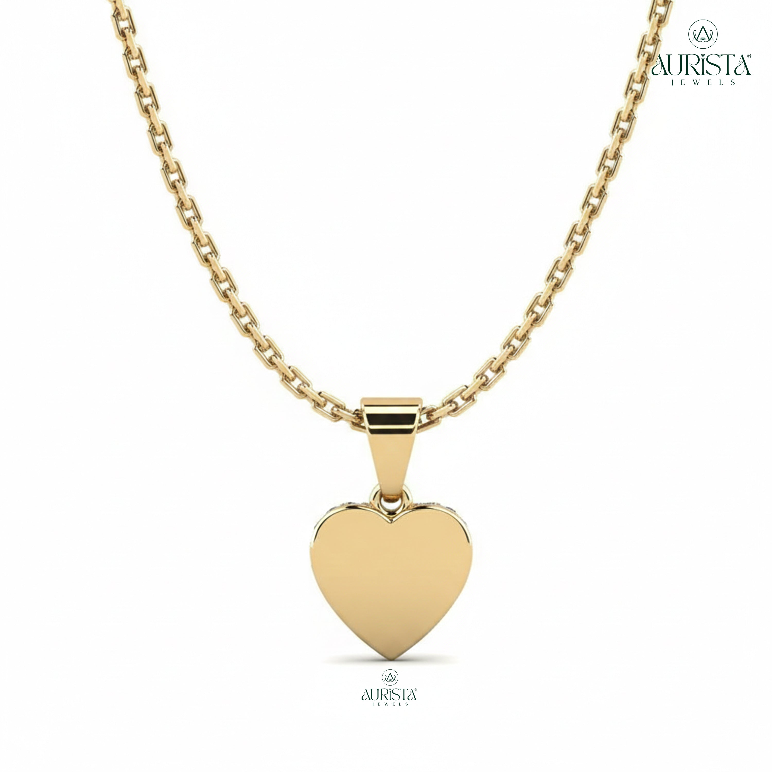 Half Diamond Heart Pendant Necklace with Moissanite Diamond Accents