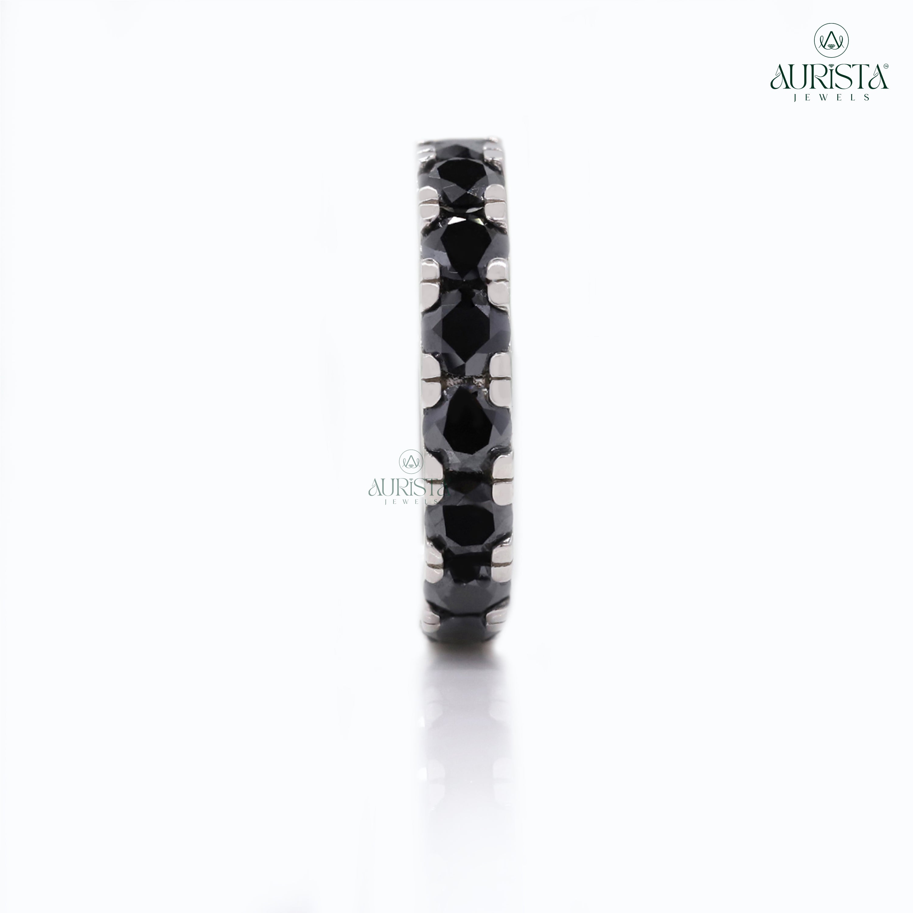 Ever After Shine- White Gold Band with Round Black Diamond