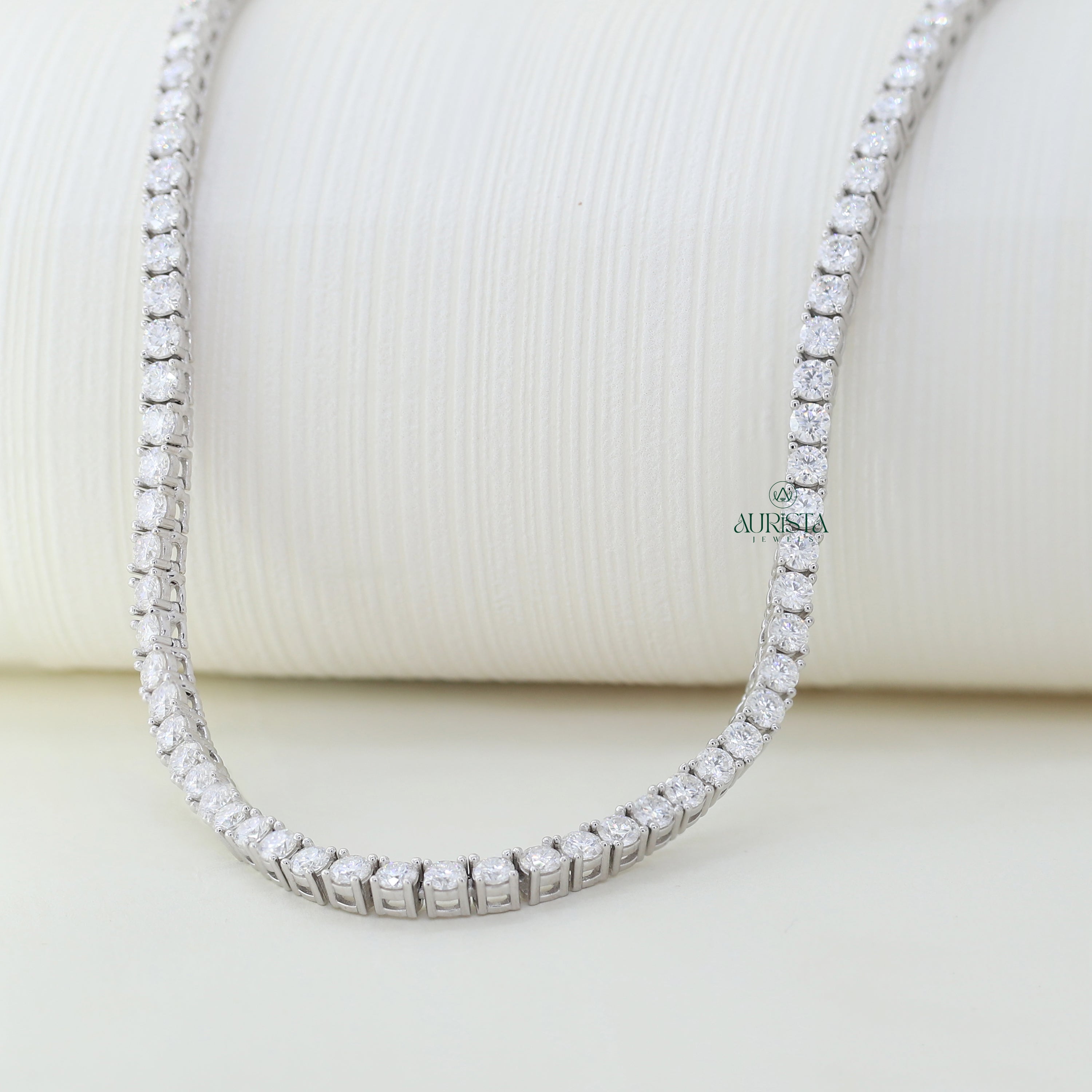 Whispers of Light – Moissanite Tennish Necklace with Round Diamonds