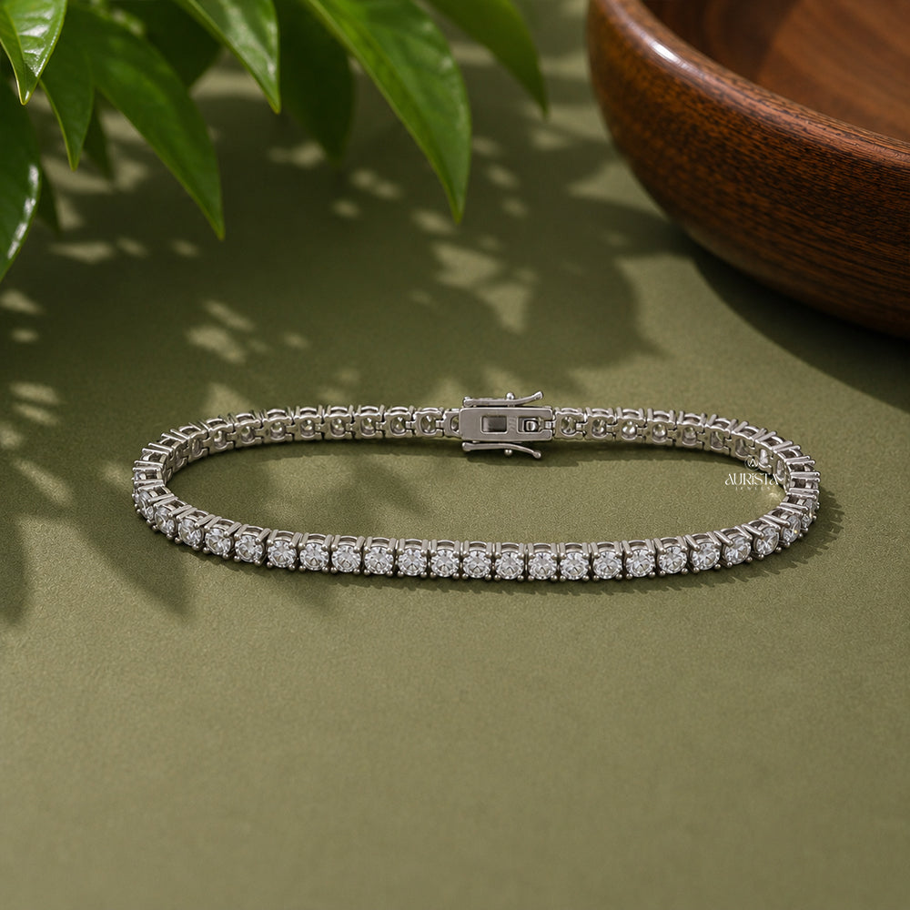 Moissanite Round Tennis Bracelet, Luxury Wedding Jewelry, Bridal Diamond Alternative