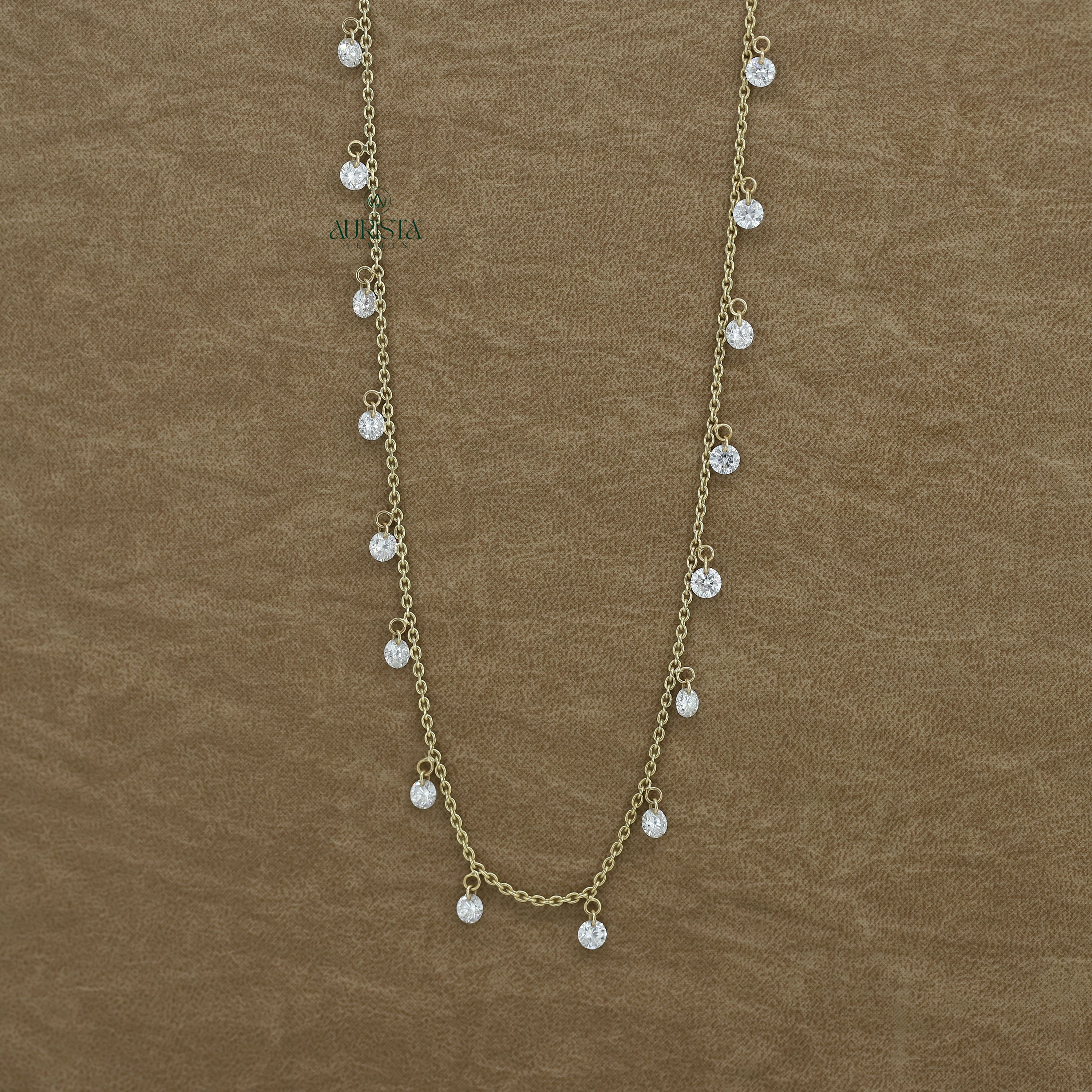 Pure Shine Round Brilliant Diamond Necklace in Gold