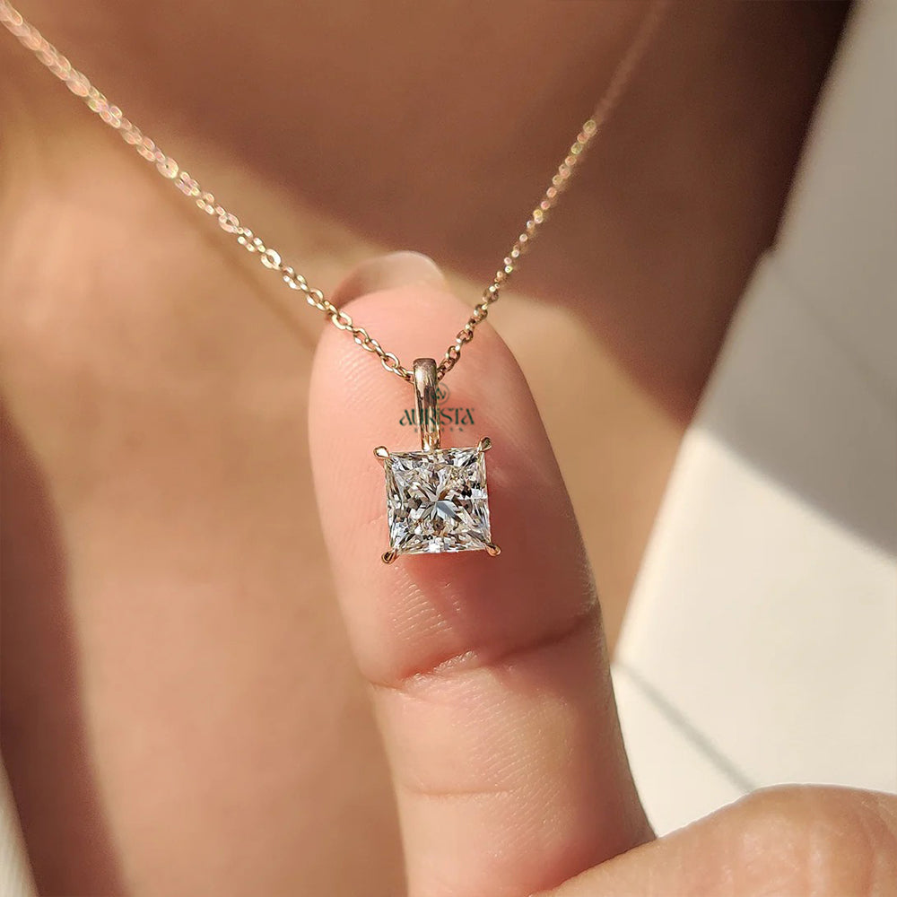 Forever Yours Princess Cut Diamond Pendant in Rose Gold