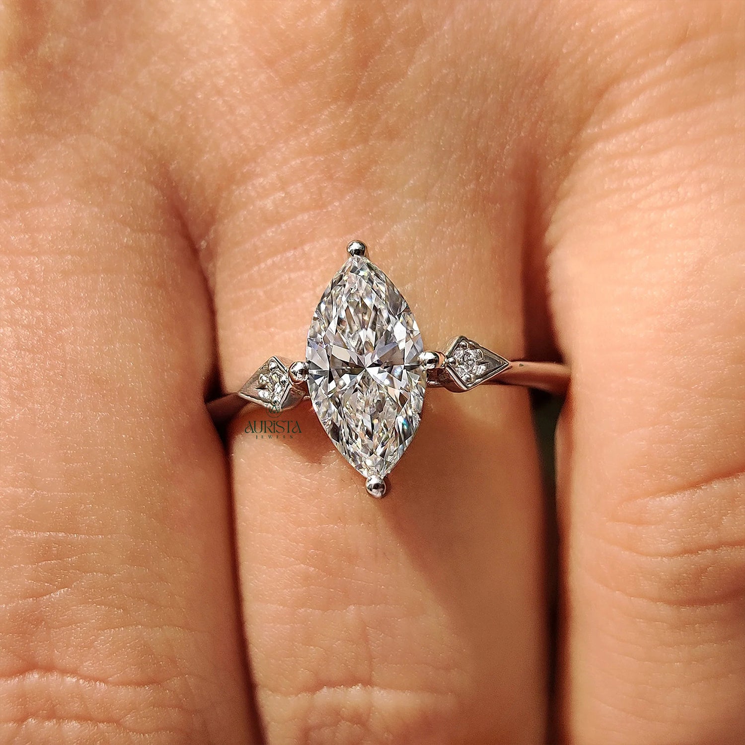 Celestique Marquise Cut Diamond Three Stone Ring