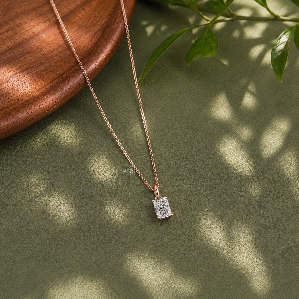 Radiant Cut Solitaire Pendant Lab Grown in Diamond Necklace Chic