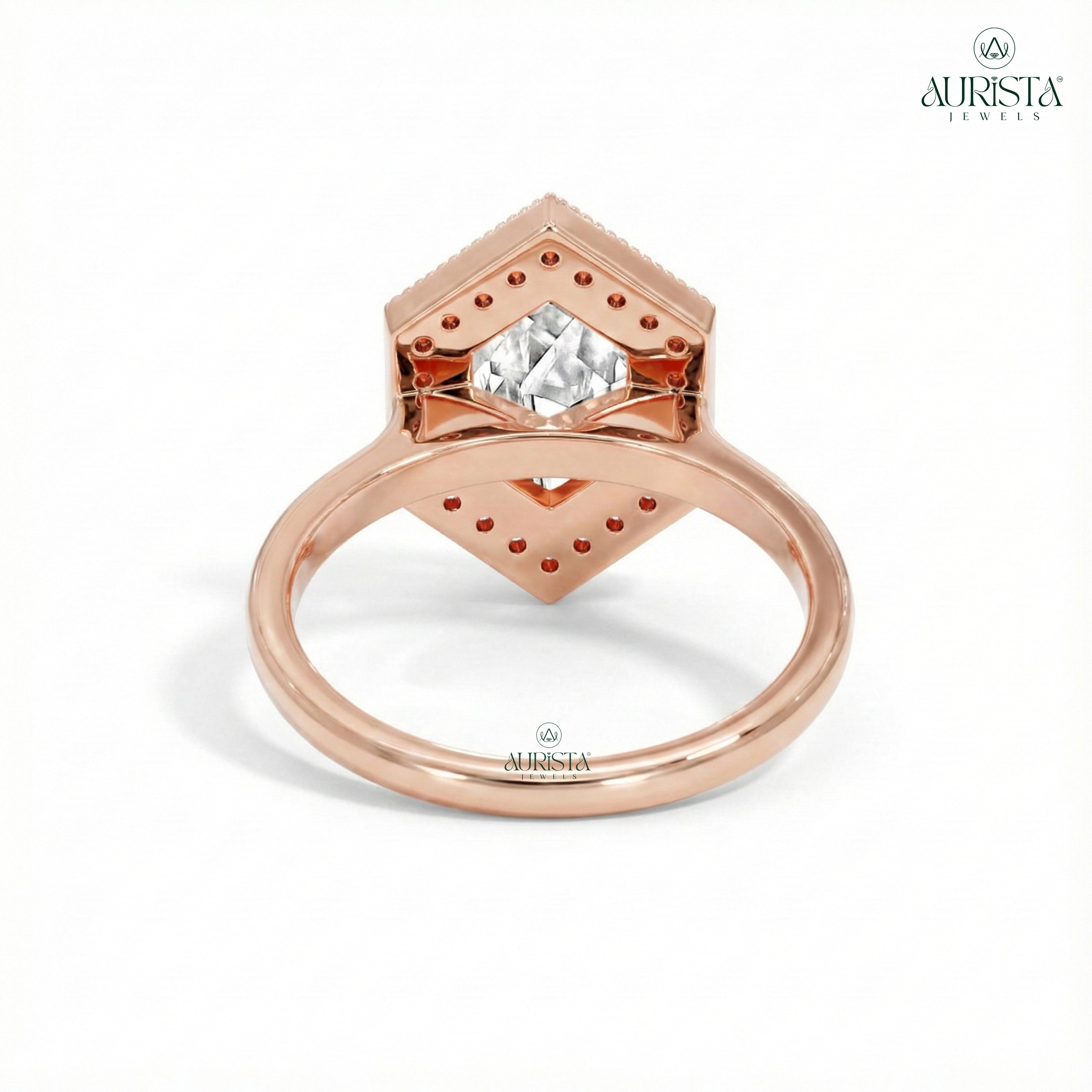 Timeless Charm – Rose Gold Ring with Hexagon Diamond