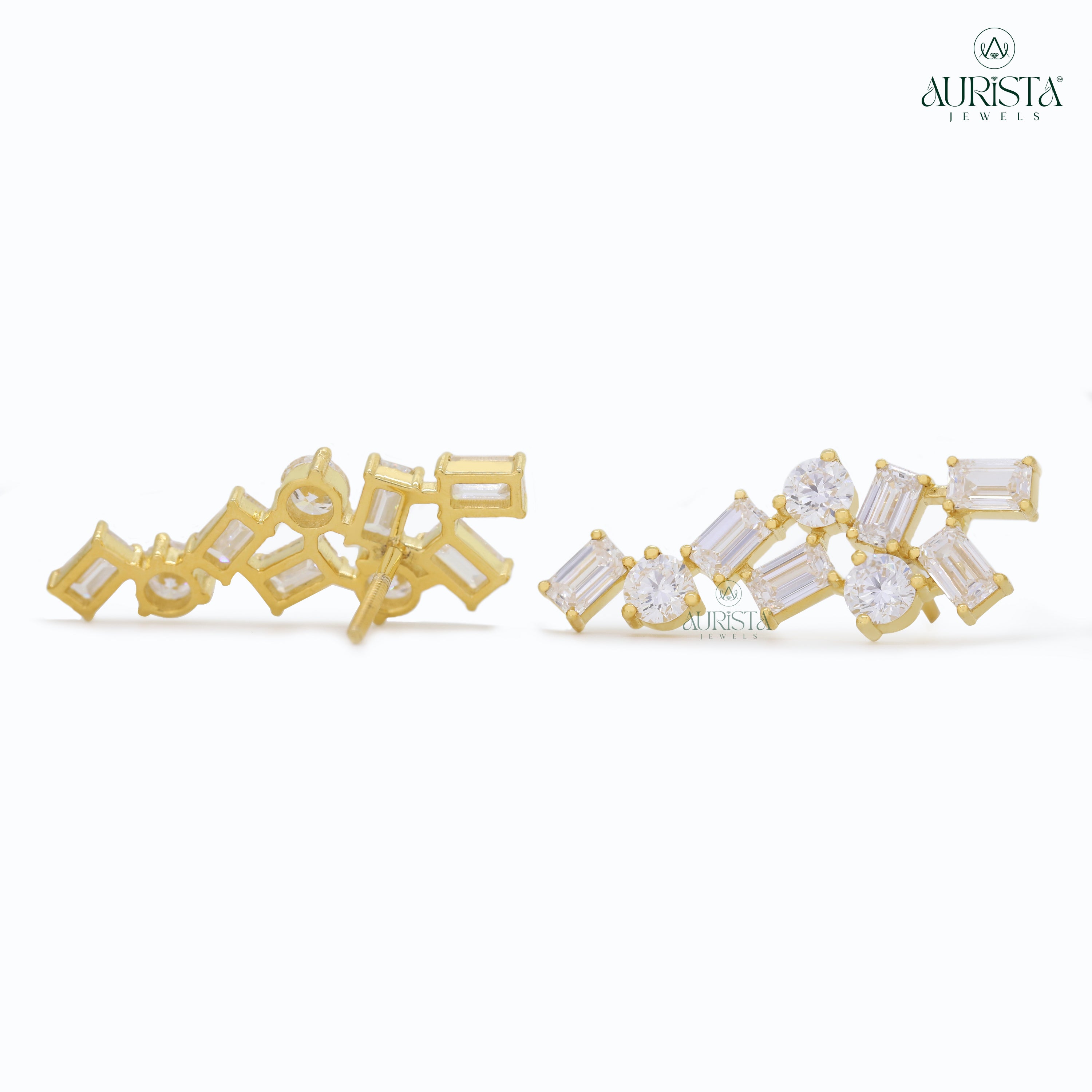 Crown Eternal – White Diamond Drop Earrings