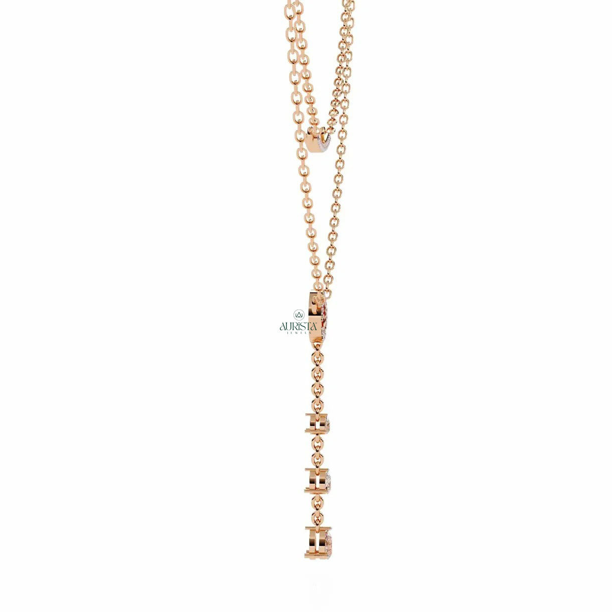 Gold Layered Lariat Necklace Lab Grown Diamond Curved Bar Circle Drop Y Necklaces