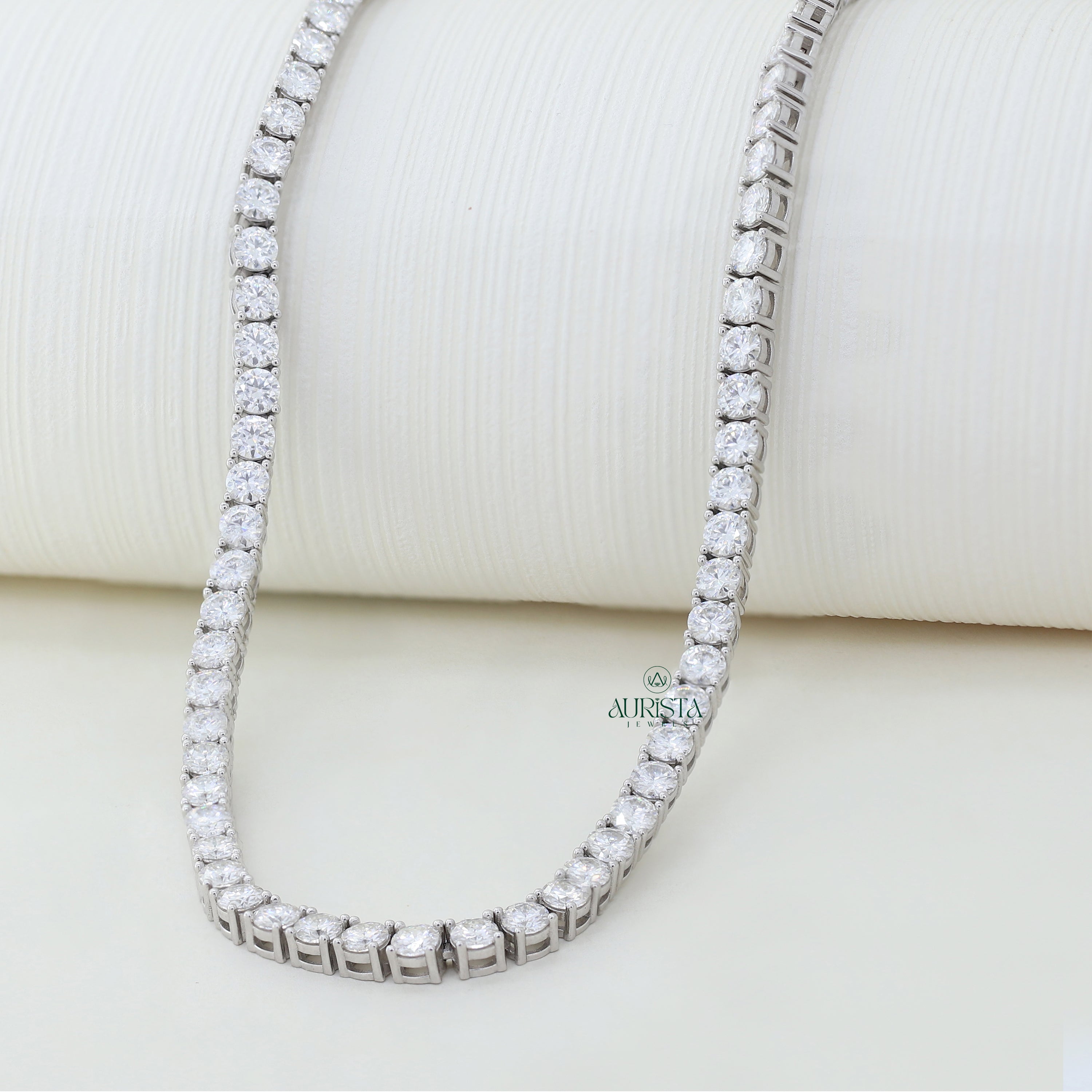 Whispers of Light – Moissanite Tennish Necklace with Round Diamonds
