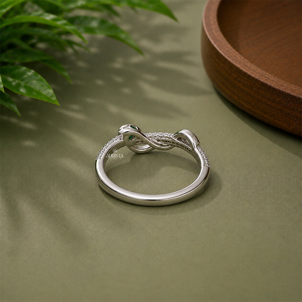 Twisted Round Moissanite Pave Ring, Infinity Silver Band, Delicate Stacking Promise