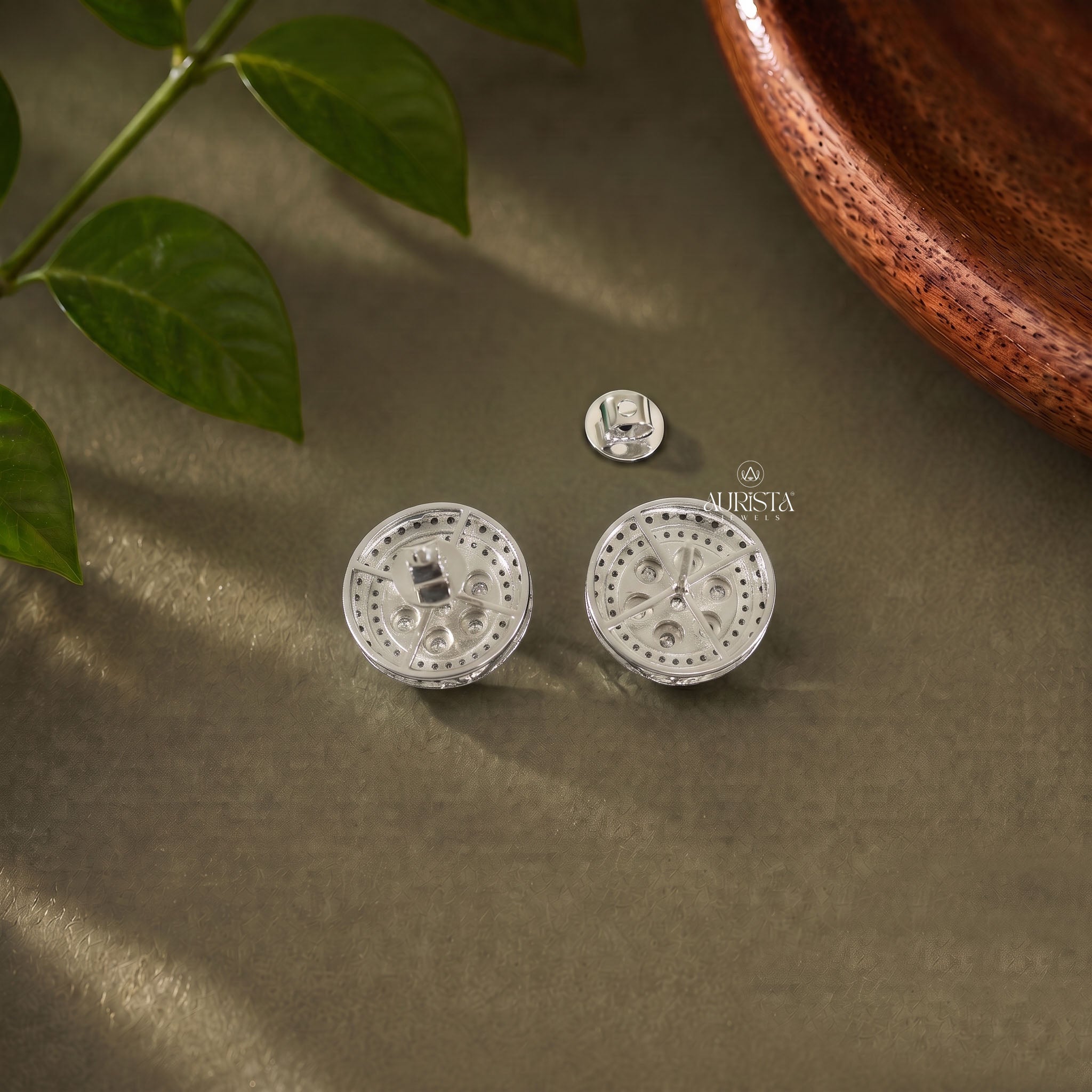 Iced Out Round Cluster Moissanite Hip Hop Stud Earrings with Black Accent Halo