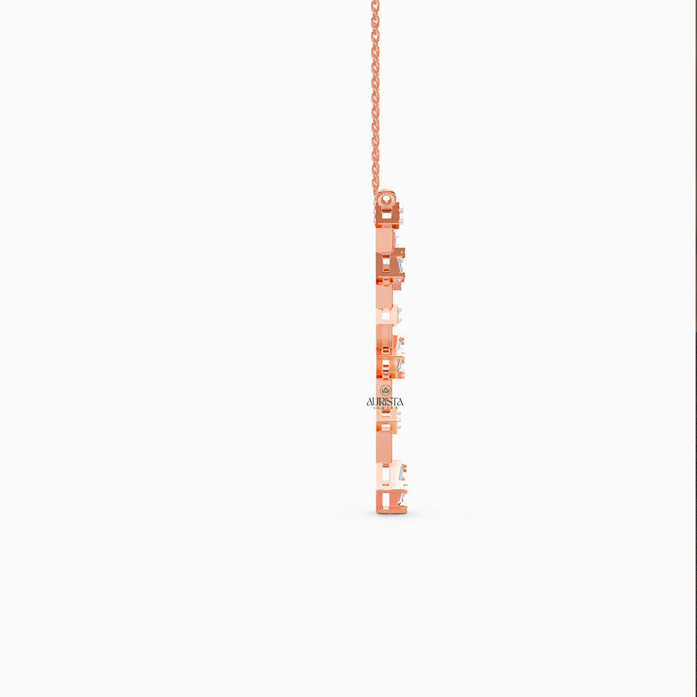 Elegant Rose Gold Moissanite Diamond Lariat Necklace Modern Geometric Jewelry Style