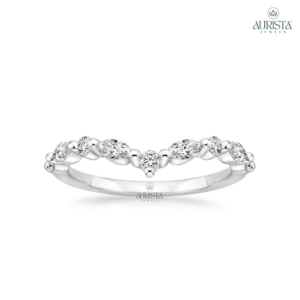 Marquise Shape Moissanite Diamond Ring Set, bridal-set With Round Side Stones