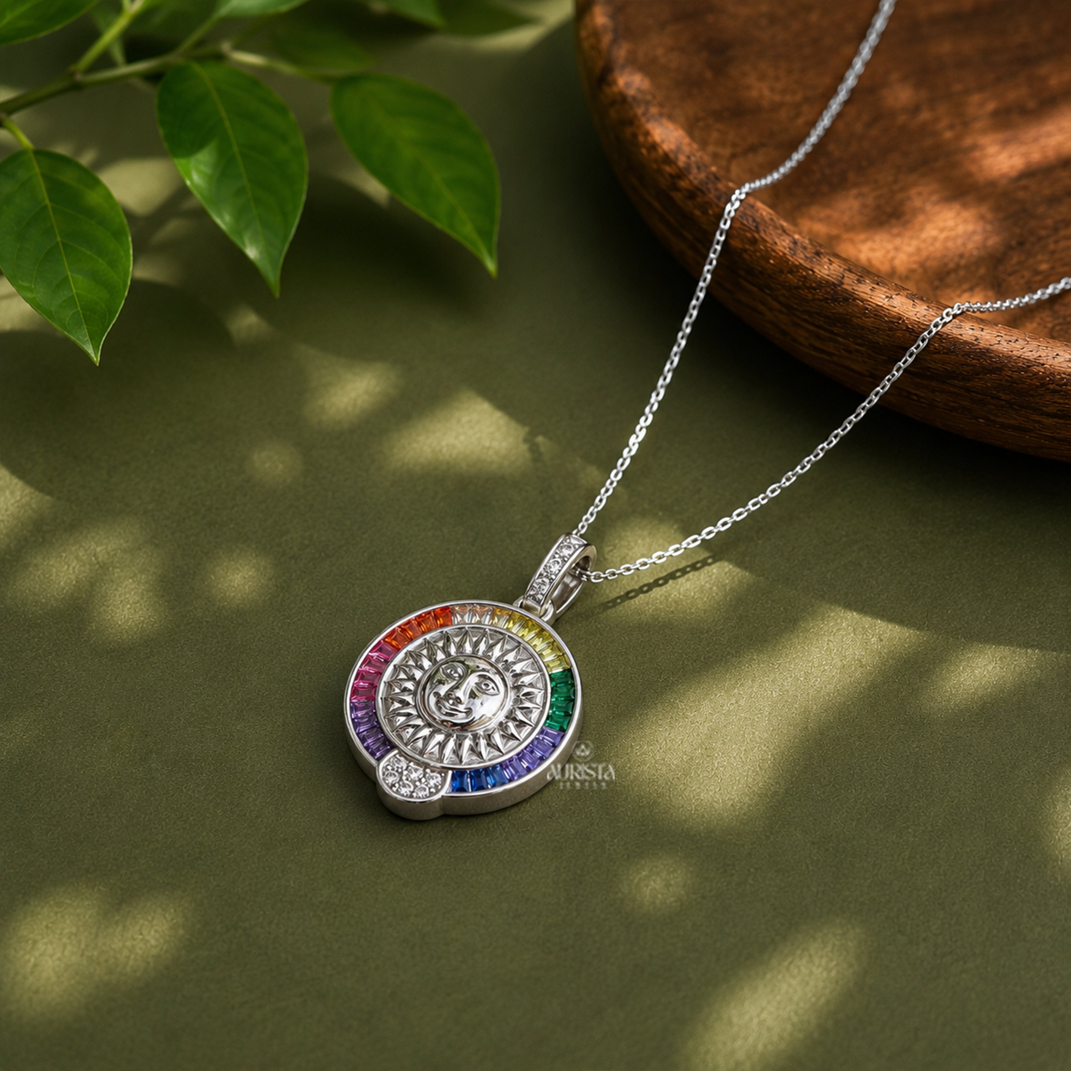 Multi-Color Moissanite Sun Pendant