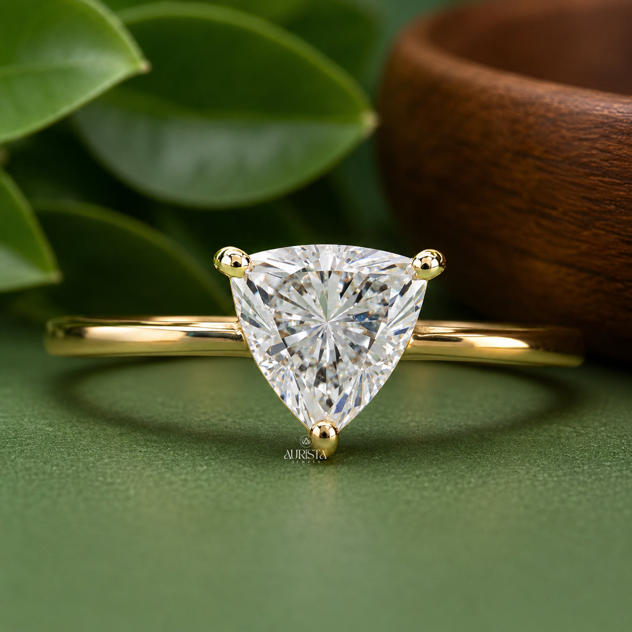 Trillion Cut Lab Grown Diamond Ring, Minimalist Engagement Wedding Ring Solitaire