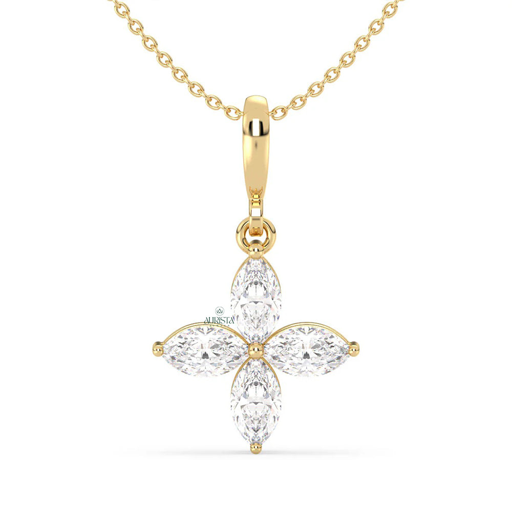 Radiant Glow Marquise Diamond Pendant in Rose Gold