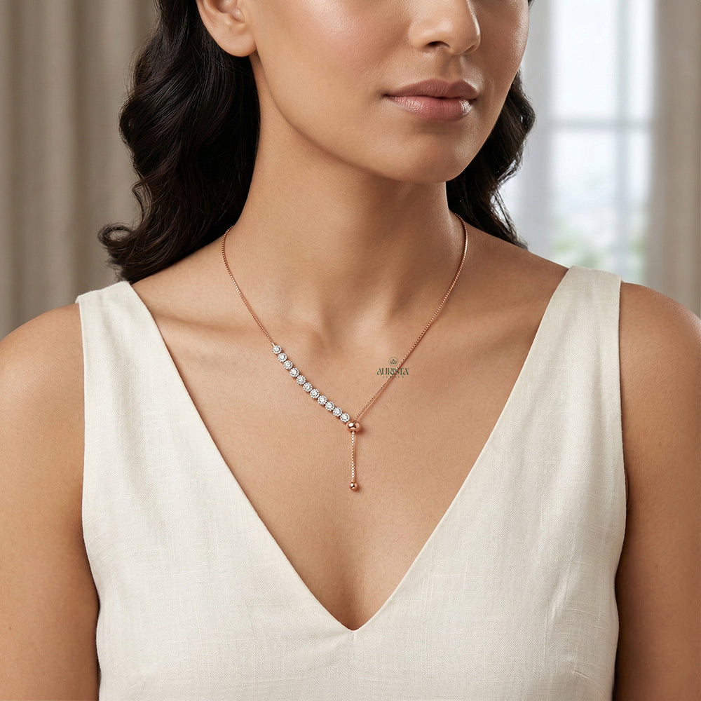 Classic Spark Round Diamond Pendant in Rose Gold