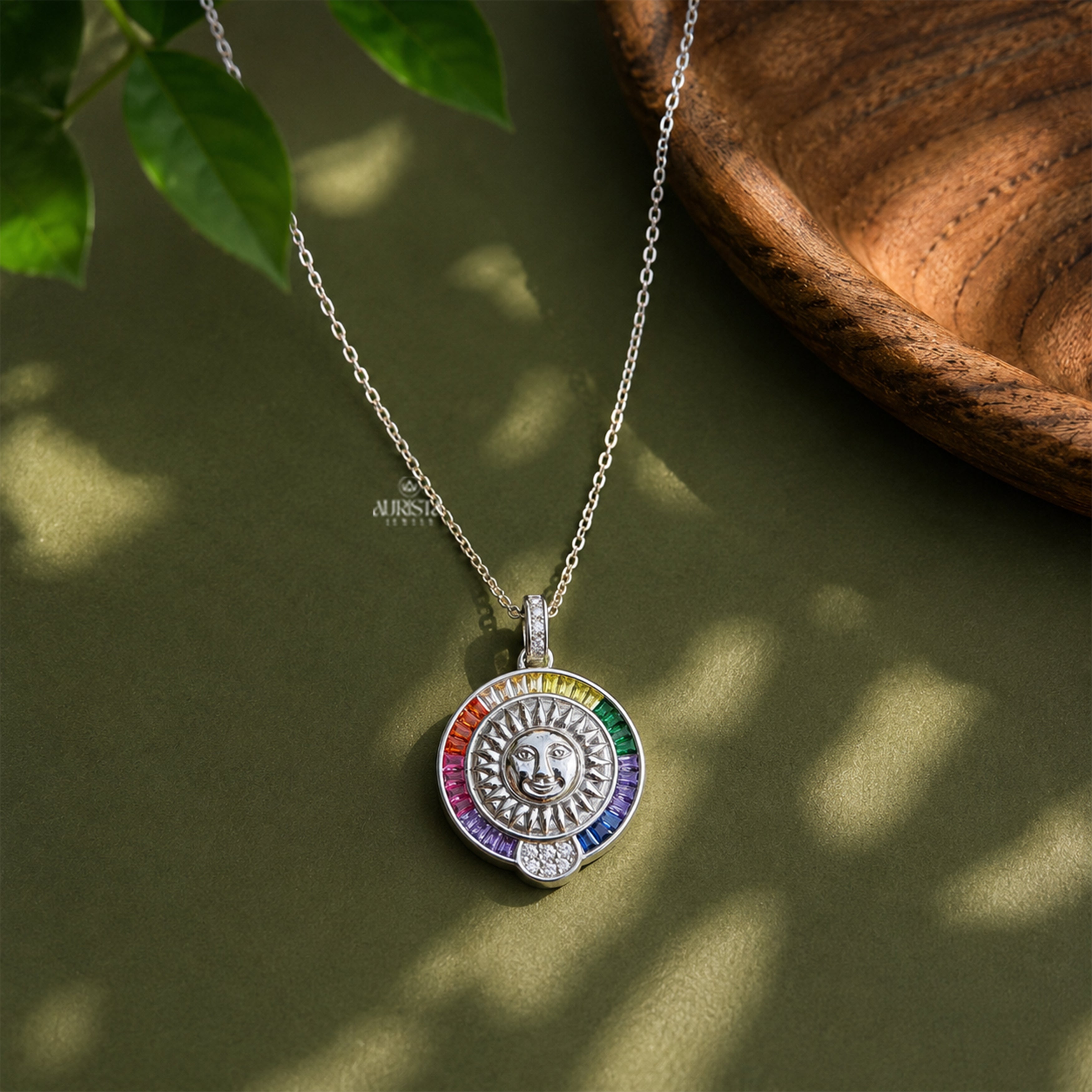 Multi-Color Moissanite Sun Pendant