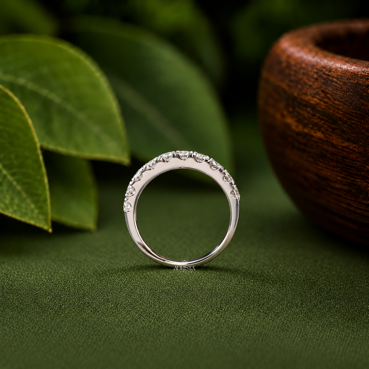 Round Cut Lab Grown Diamond Eternity Band, Stackable Wedding Ring in White Gold