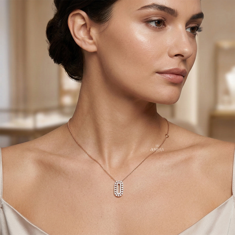 Dazzling Charm Round Cut Diamond Pendant in Rose Gold