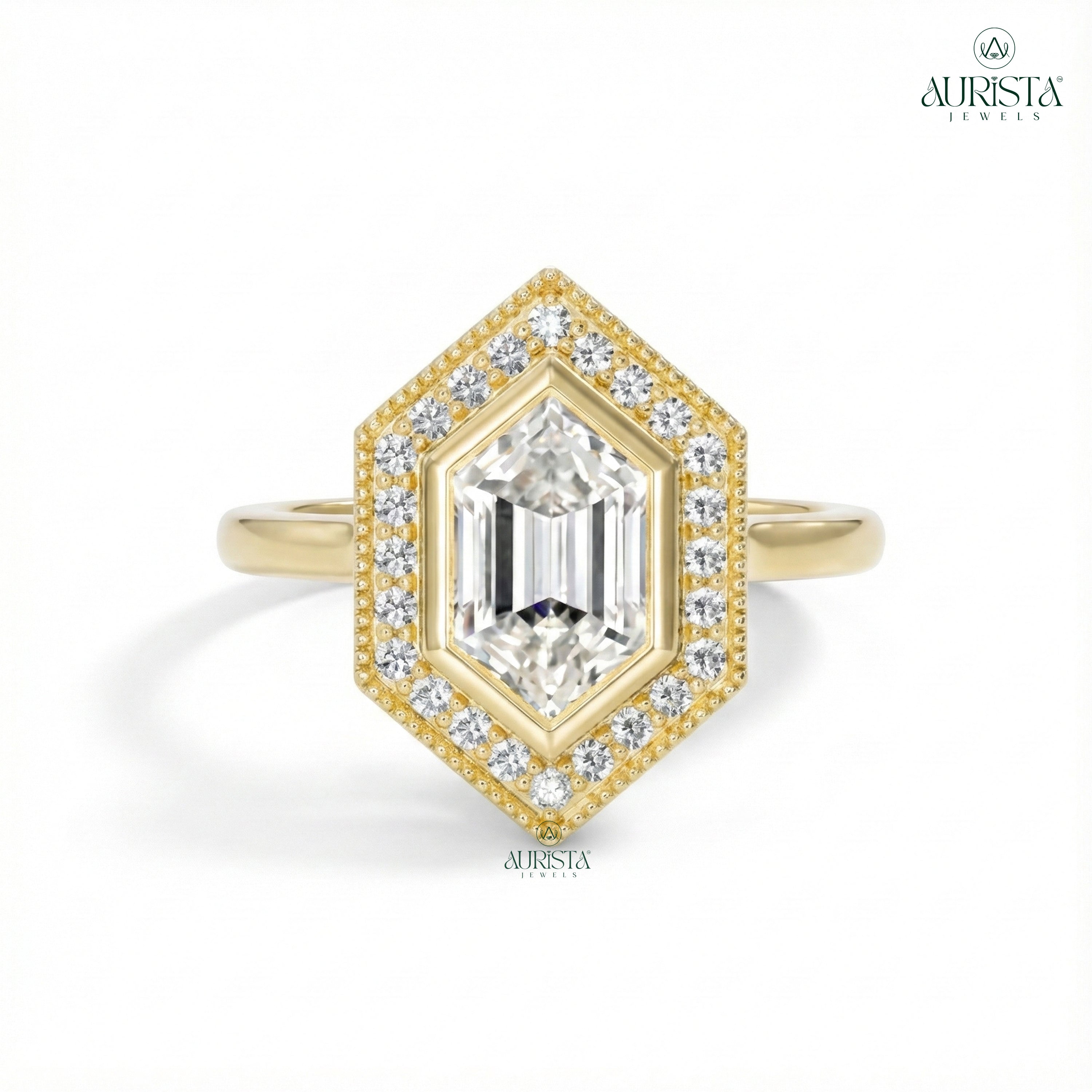 Timeless Charm – Rose Gold Ring with Hexagon Diamond