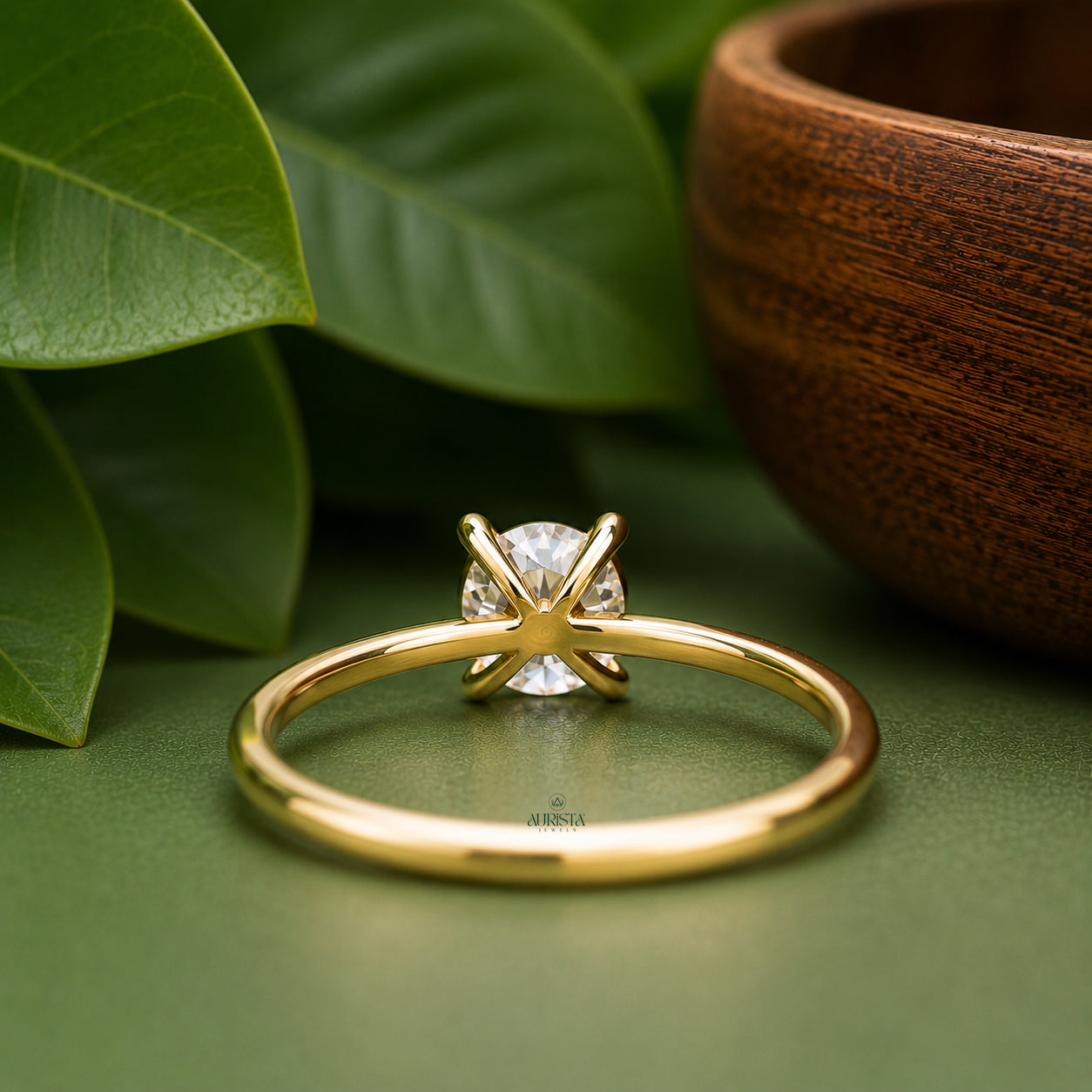 Round Cut Lab Grown Diamond Ring,Solitaire Band Minimalist Engagement Wedding Ring