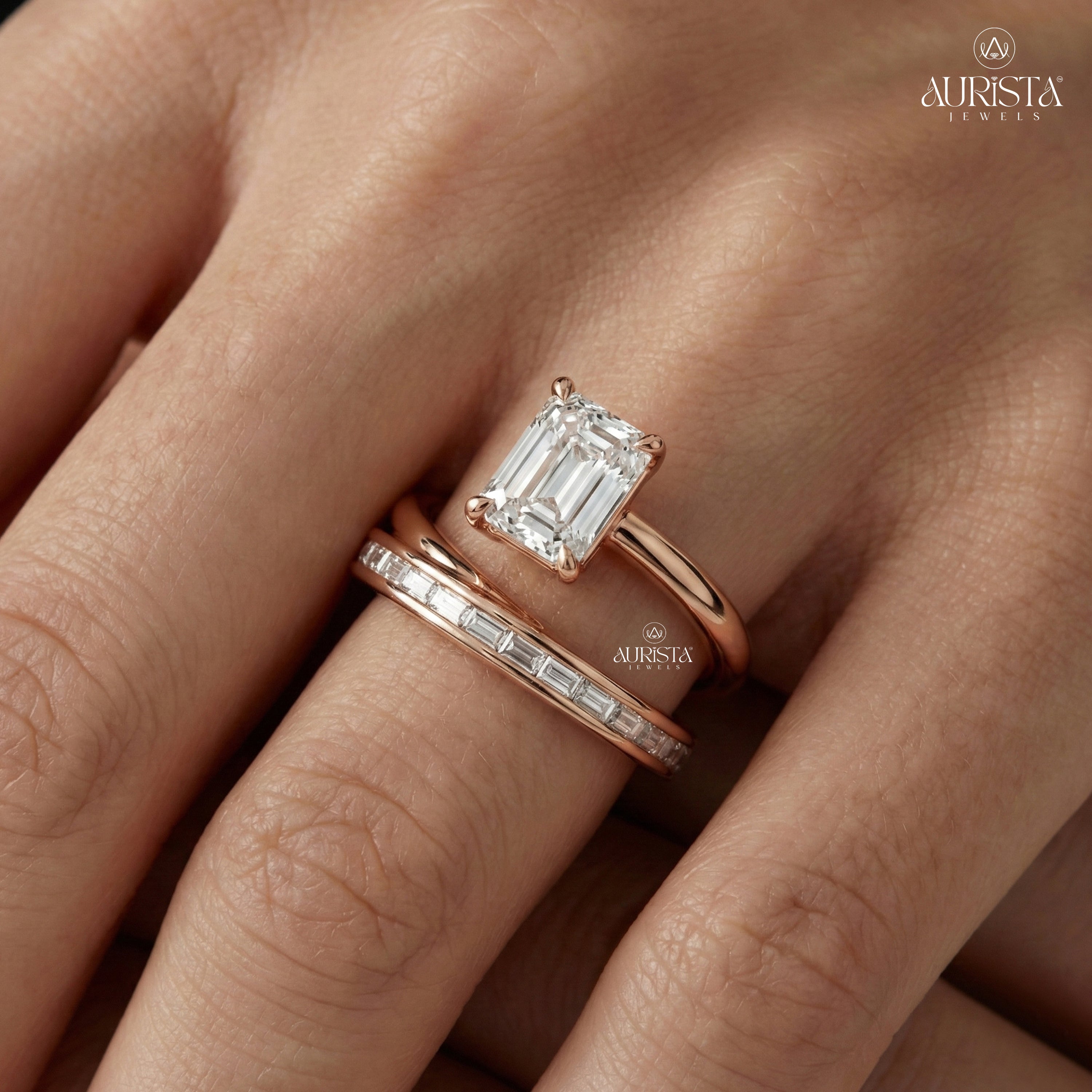 Timeless Promise – Rose Gold Ring with Emerald Diamond
