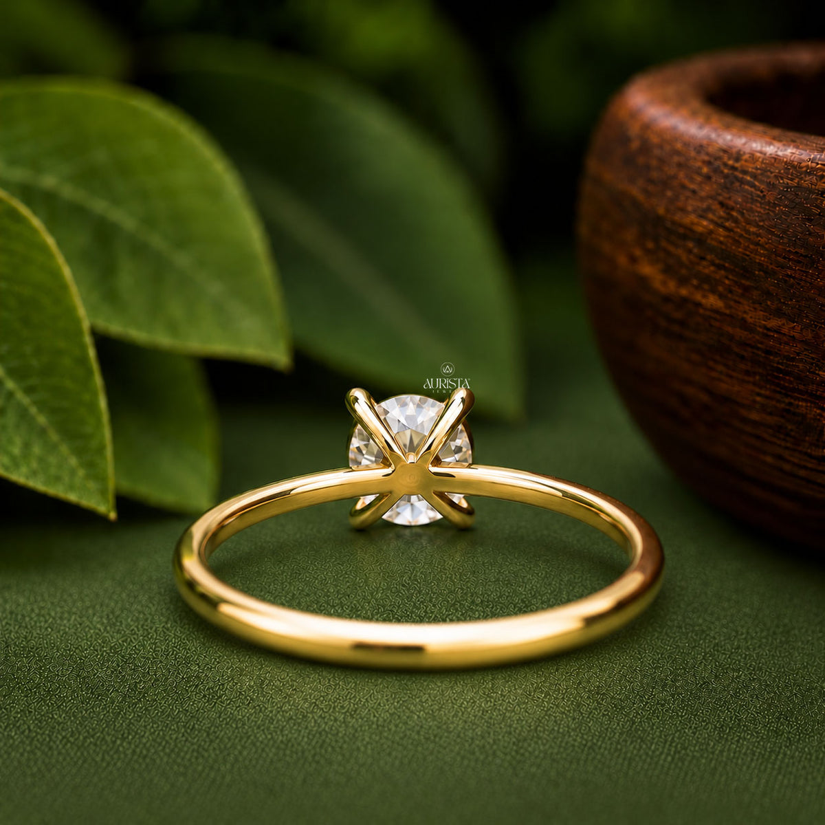 Round Cut Lab Grown Diamond Ring,Solitaire Band Minimalist Engagement Wedding Ring