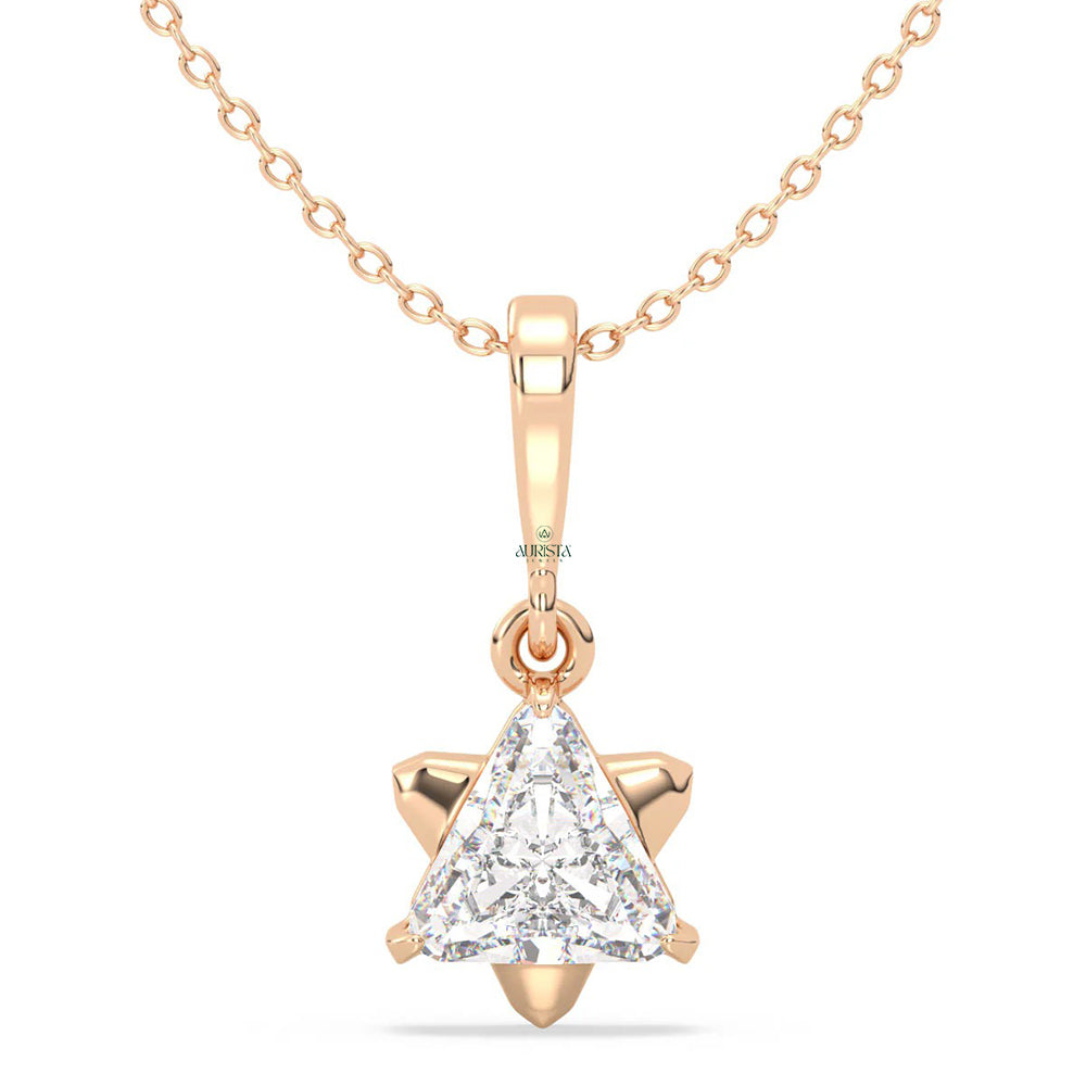 Celestial Glow Solitaire Diamond Pendant in Rose Gold
