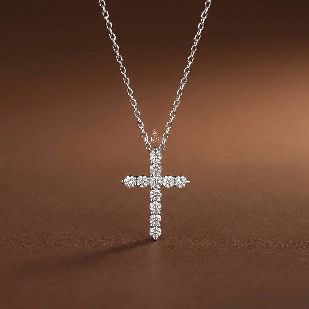 Grace in Light Round Diamond Pendant in White Gold